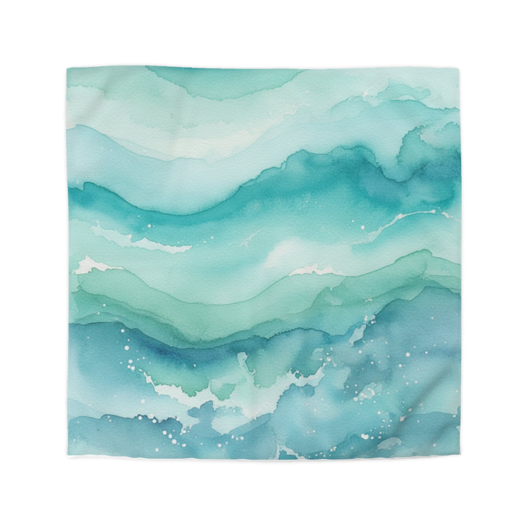 Ocean Wave Watercolor Microfiber Duvet Cover