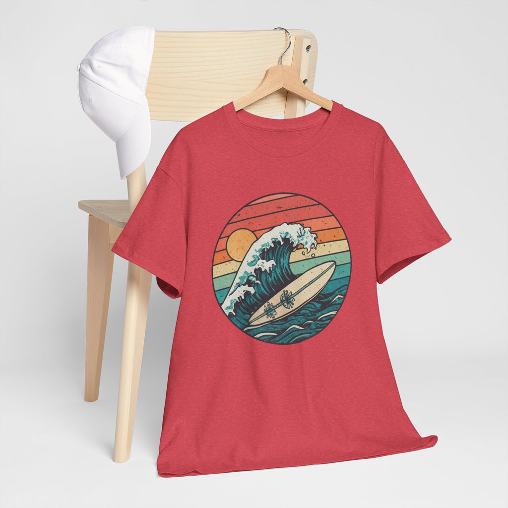 Retro Surf Wave T-Shirt — Vintage Sunset Surfboard Design