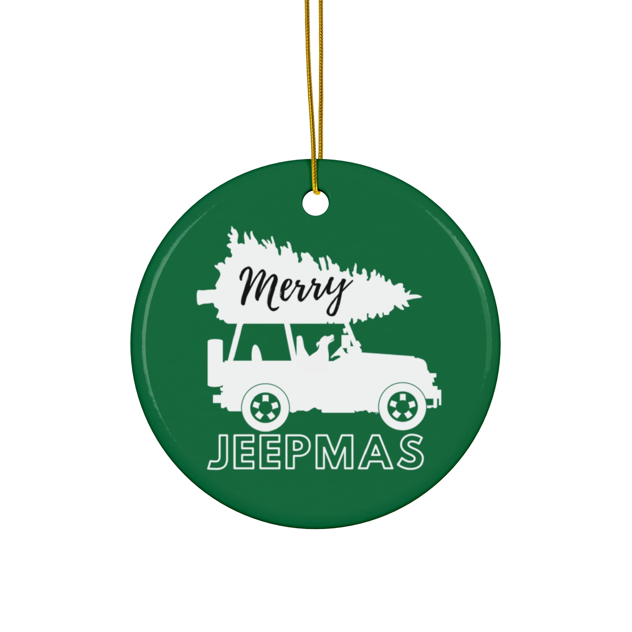 Merry Jeepmas Ceramic Ornament Green
