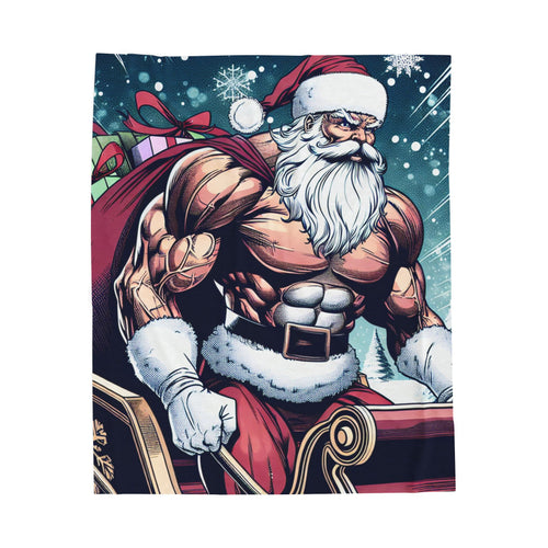 Christmas Super Hero Santa Sleigh Velveteen Plush Blanket