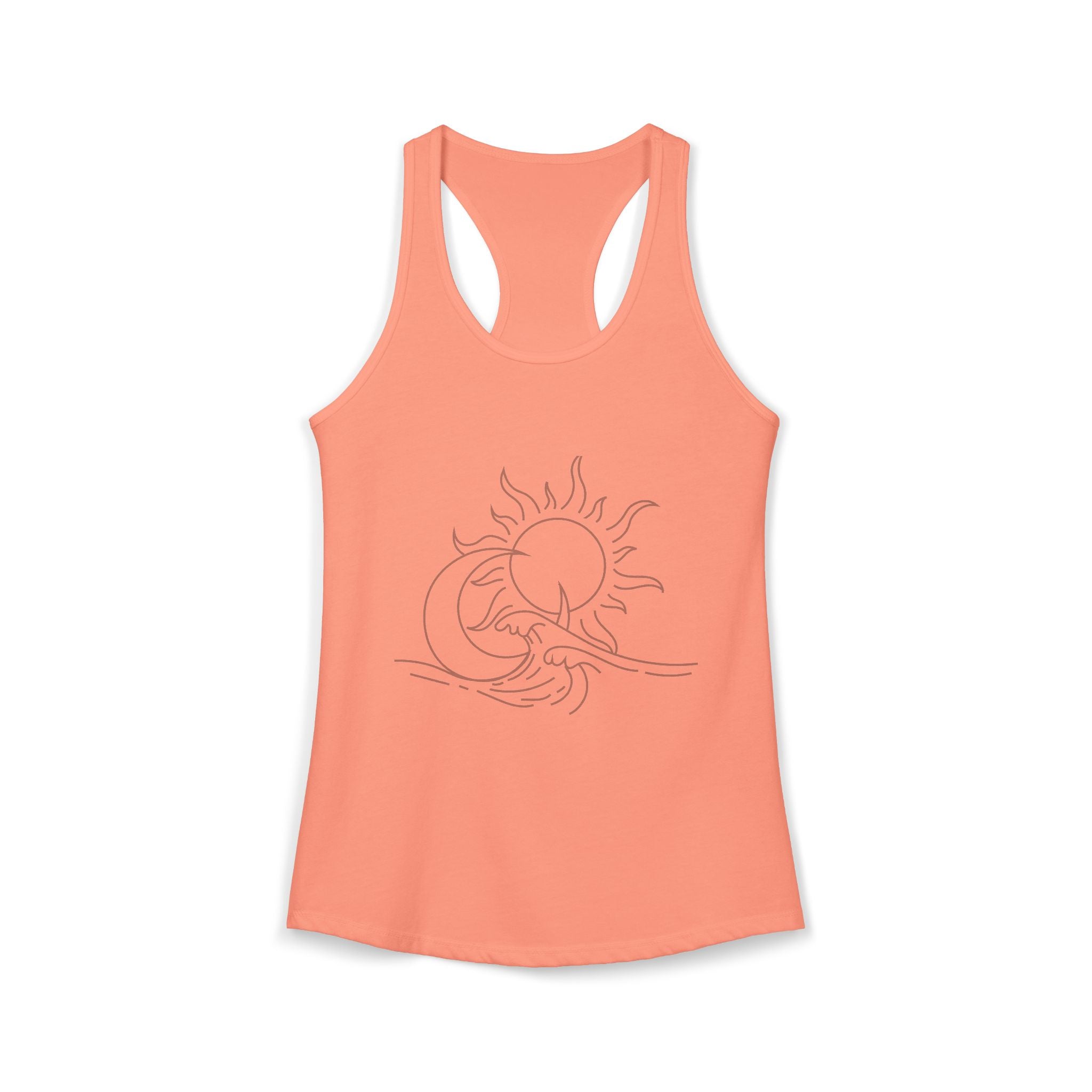 Sun and Waves Racerback Tank - Women's Ideal Summer Top for Chill Vibes and Outdoor Activities, Beachwear, Athletic Shirt