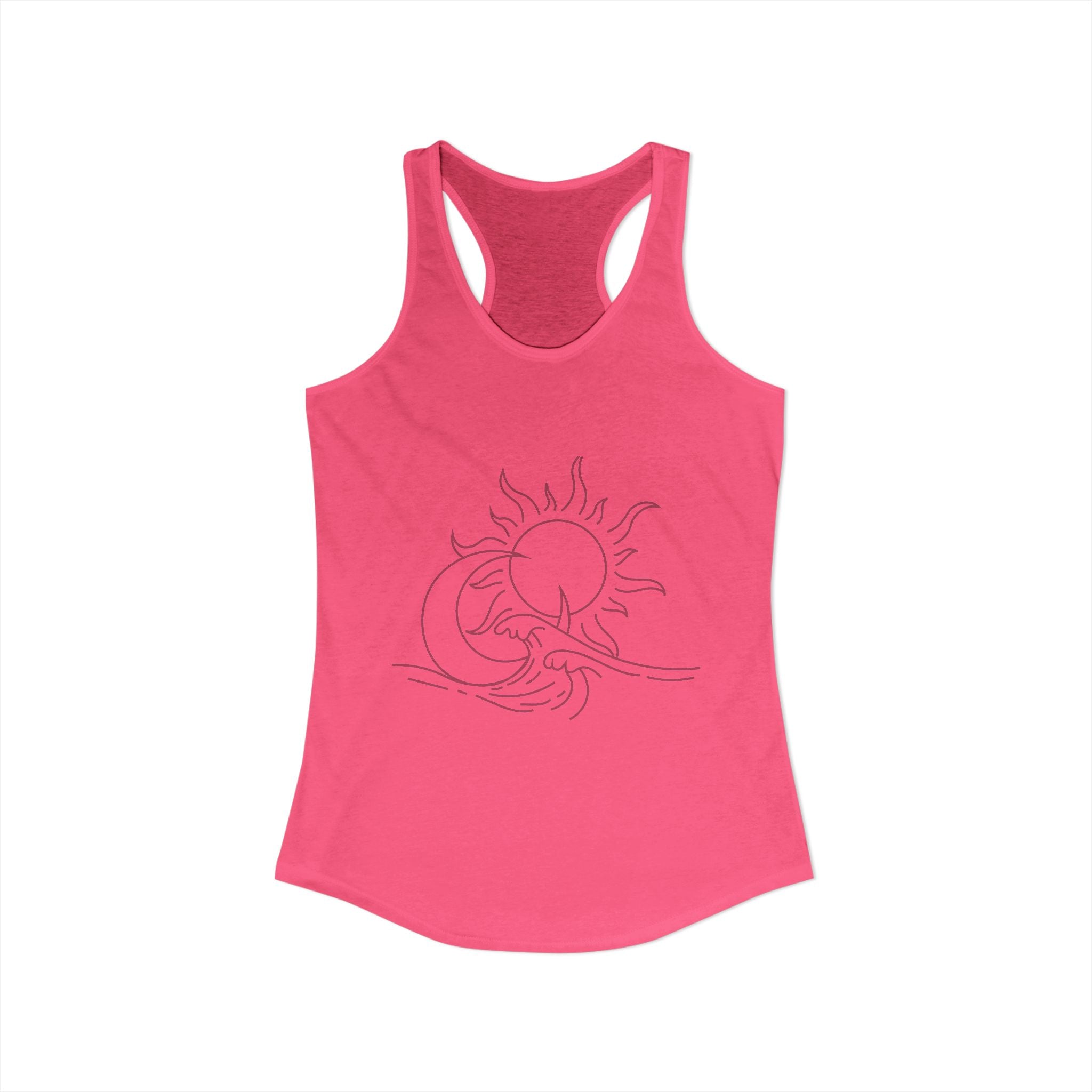 Sun and Waves Racerback Tank - Women's Ideal Summer Top for Chill Vibes and Outdoor Activities, Beachwear, Athletic Shirt