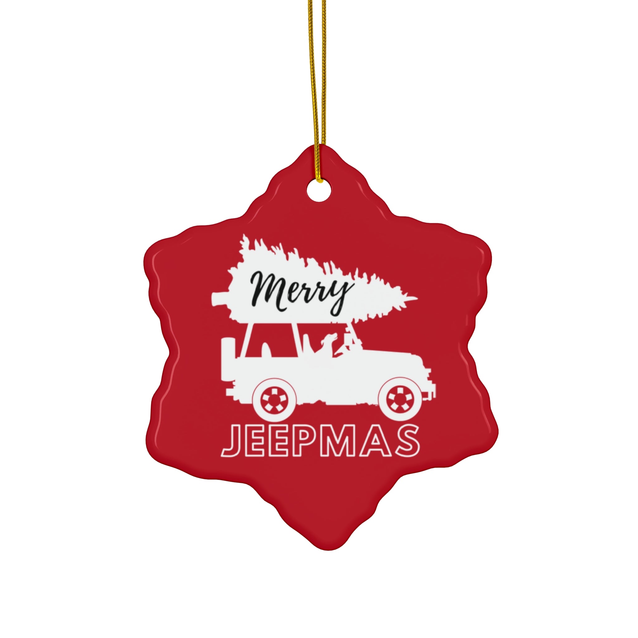 Merry Jeepmas Ceramic Ornament Gray/Silver