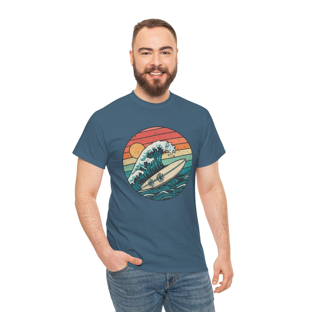Retro Surf Wave T-Shirt — Vintage Sunset Surfboard Design