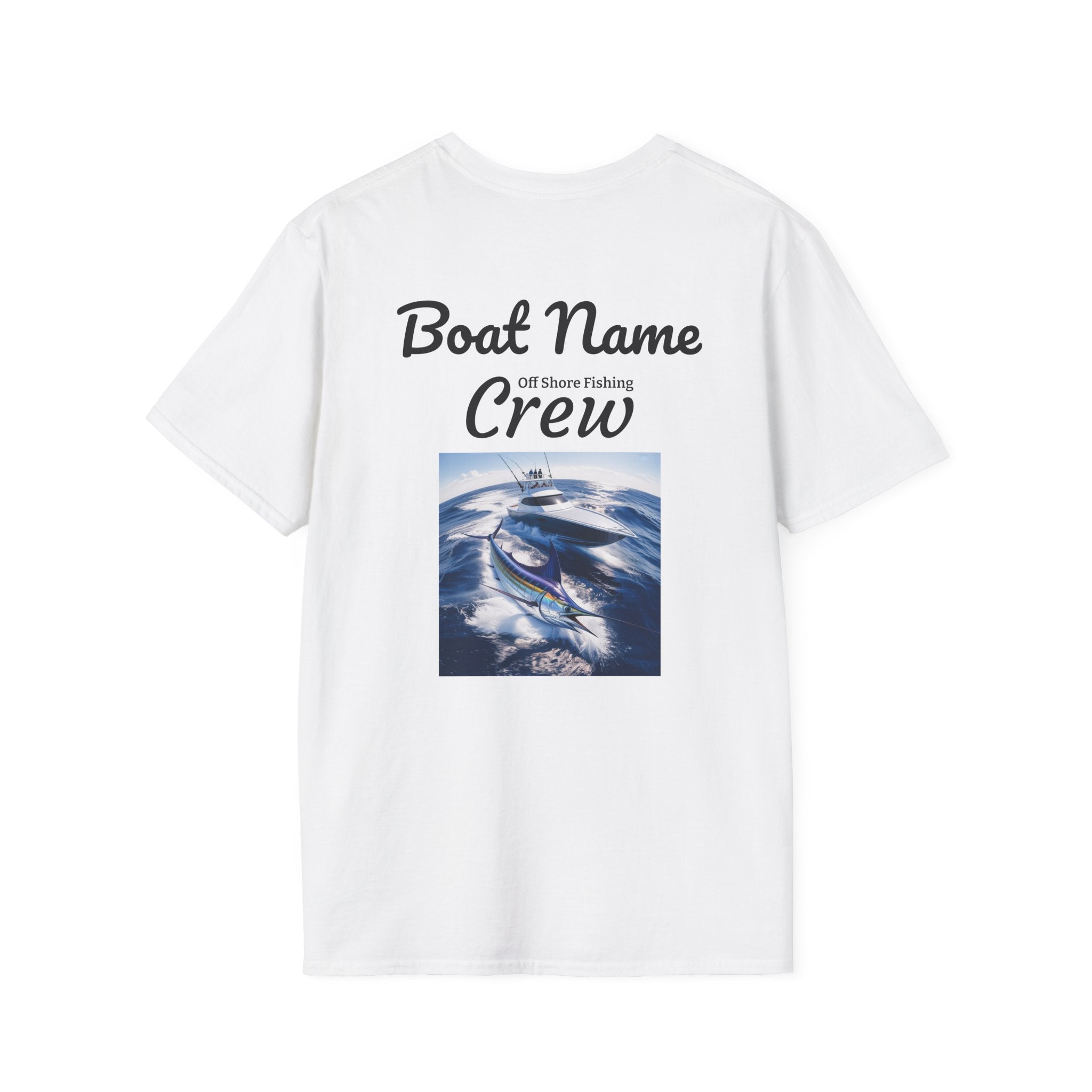 Off Shore Fishing Crew Team Personalized Unisex T-Shirt - Boat Name Shirt, Custom Fishing Tee, Nautical Crew Apparel