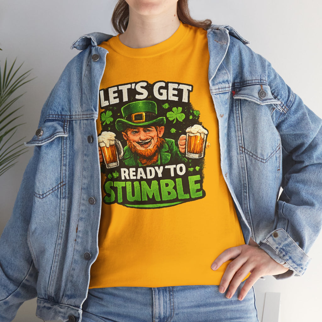 ☘ St. Patrick's Day Shirt — "Let's Get Ready to Stumble" Leprechaun Beer Tee | 100% Cotton