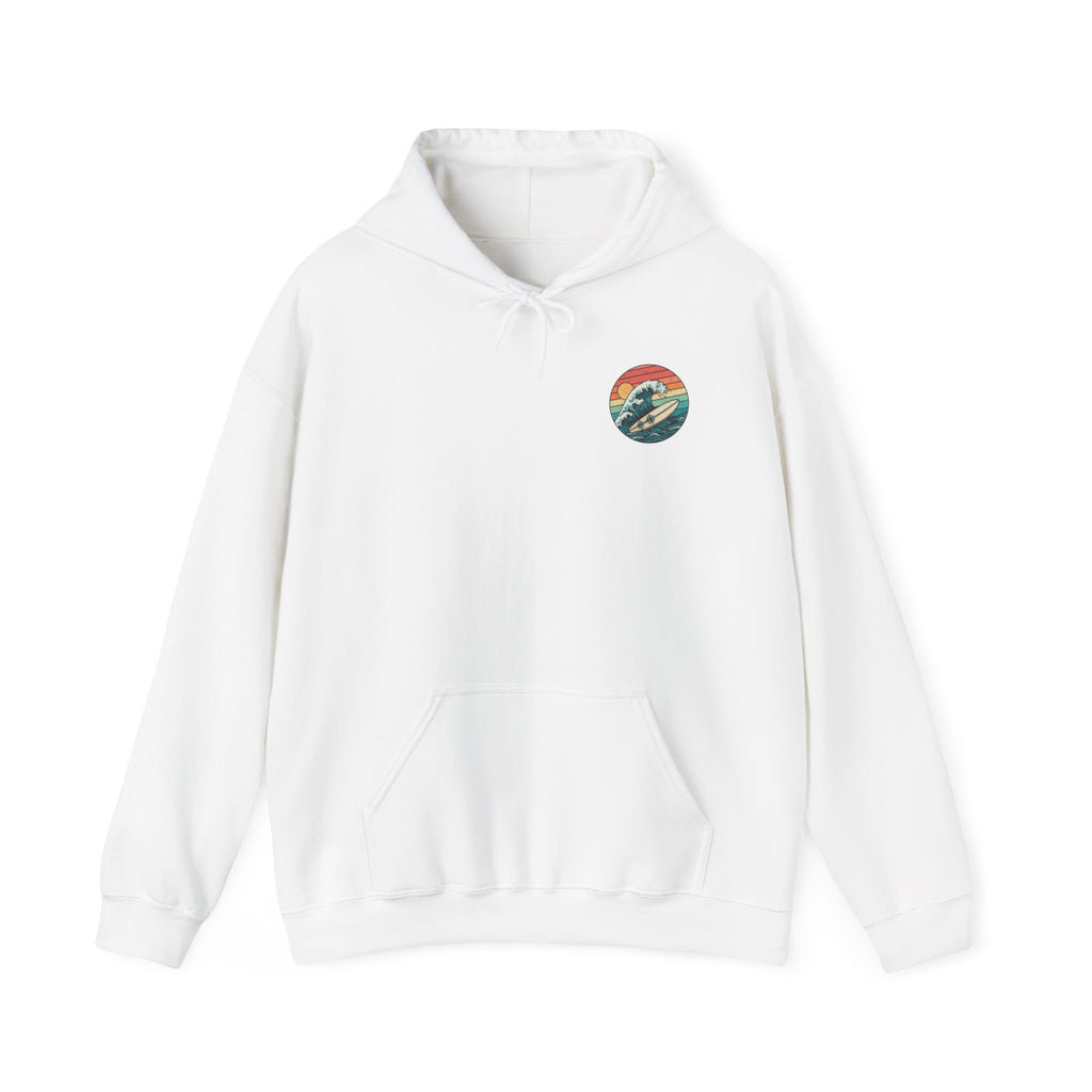 Surf Wave Hoodie — Retro Sunset Surfing Graphic Sweatshirt
