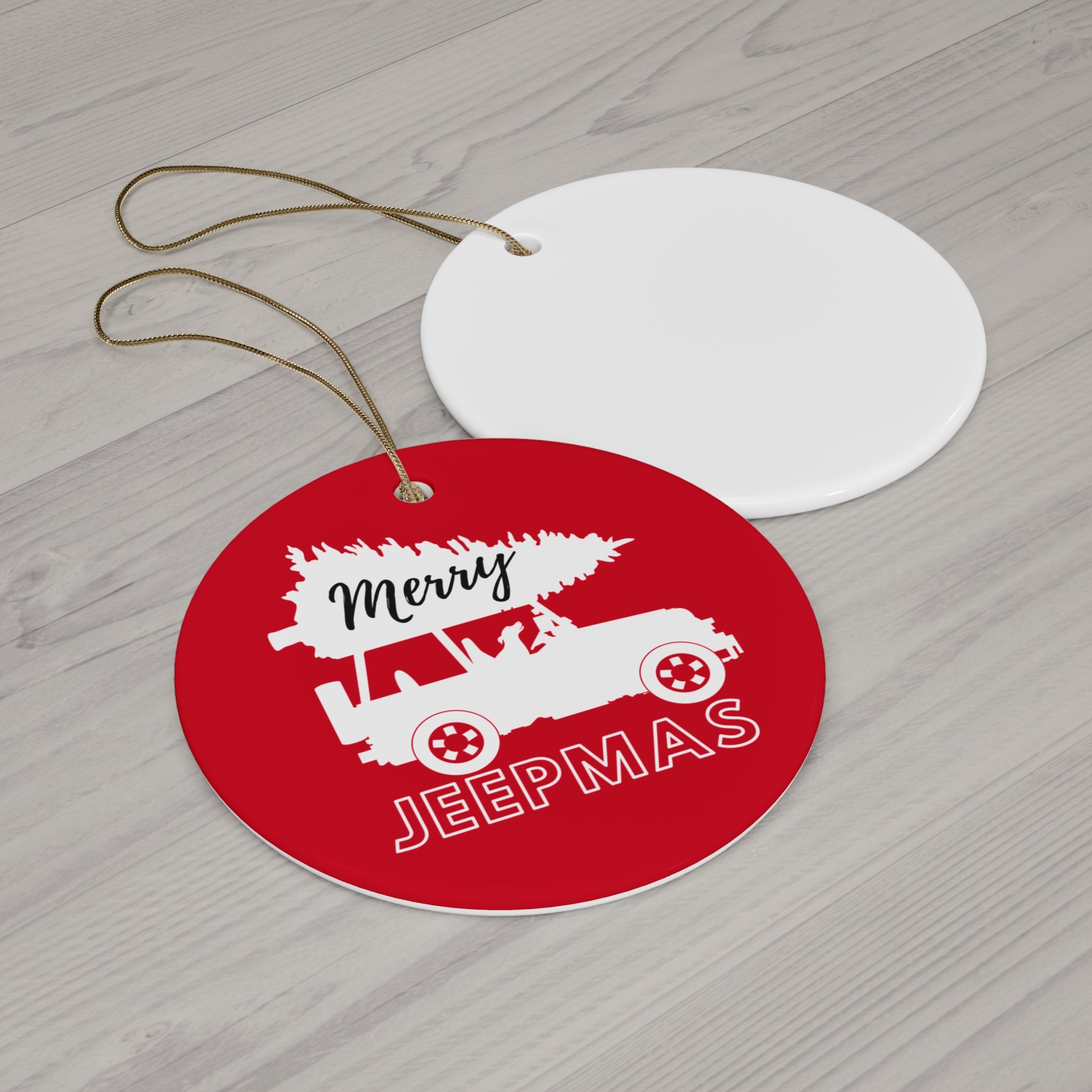 Merry Jeepmas Ceramic Ornament Gray/Silver