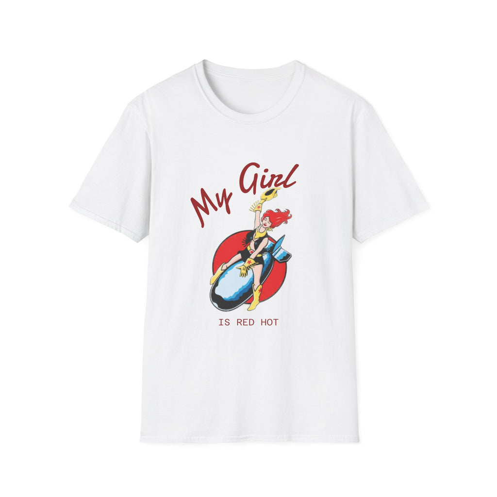 Space Girl Cowboy Riding Rocket Unisex T-Shirt, Red Hot Oldie Goodie Graphic Tee, Retro Space Cowgirl Top, Vintage Cowgirl, Sci-Fi