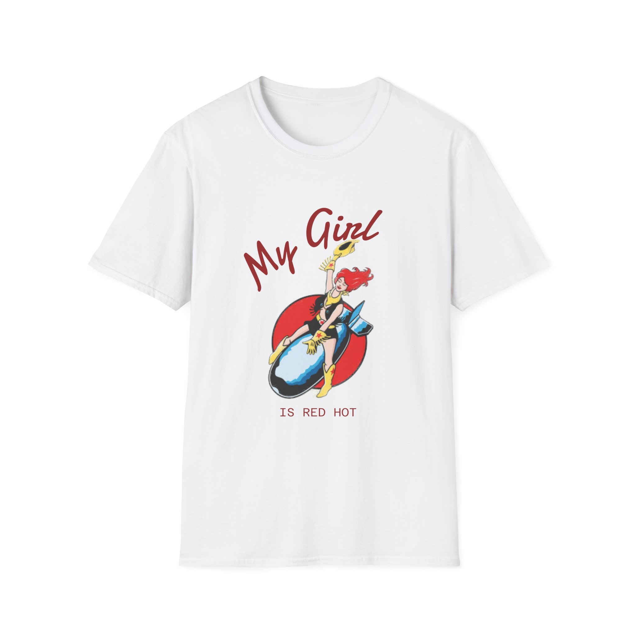 Space Girl Cowboy Riding Rocket Unisex T-Shirt, Red Hot Oldie Goodie Graphic Tee, Retro Space Cowgirl Top, Vintage Cowgirl, Sci-Fi