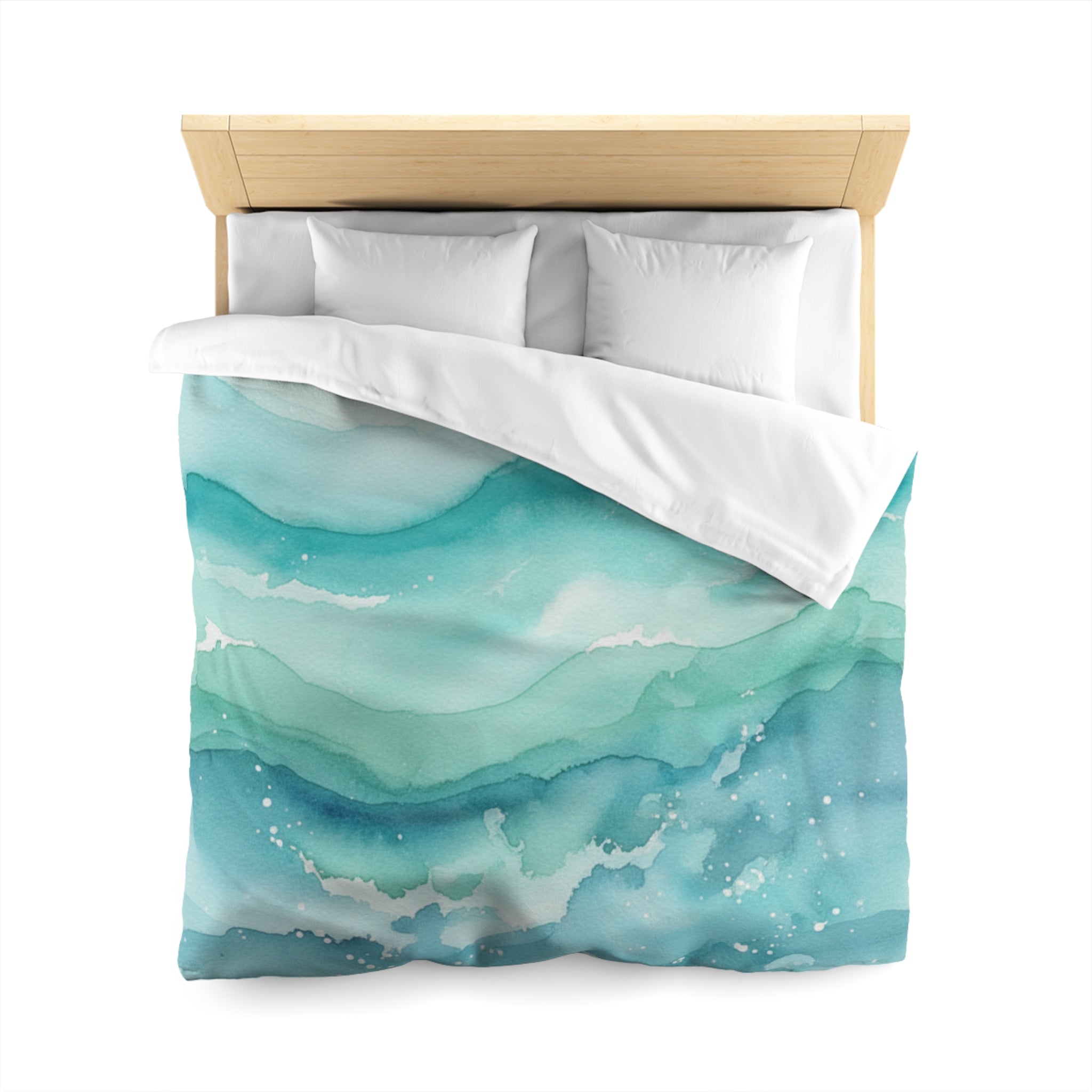 Ocean Wave Watercolor Microfiber Duvet Cover