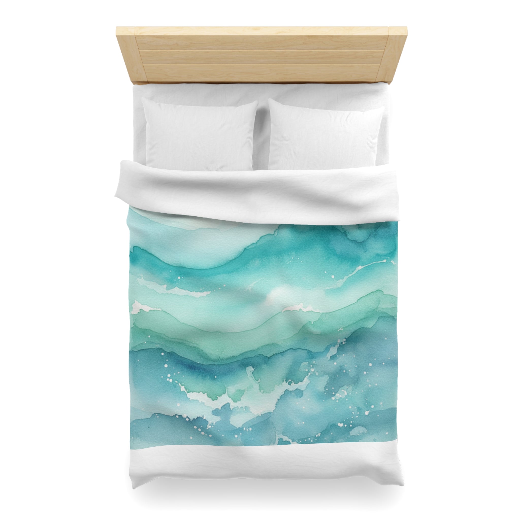 Ocean Wave Watercolor Microfiber Duvet Cover