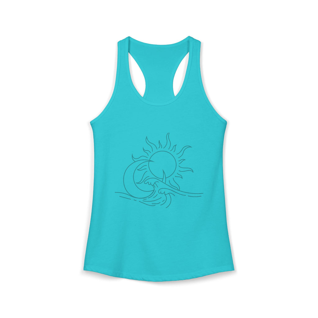 Sun and Waves Racerback Tank - Women's Ideal Summer Top for Chill Vibes and Outdoor Activities, Beachwear, Athletic Shirt