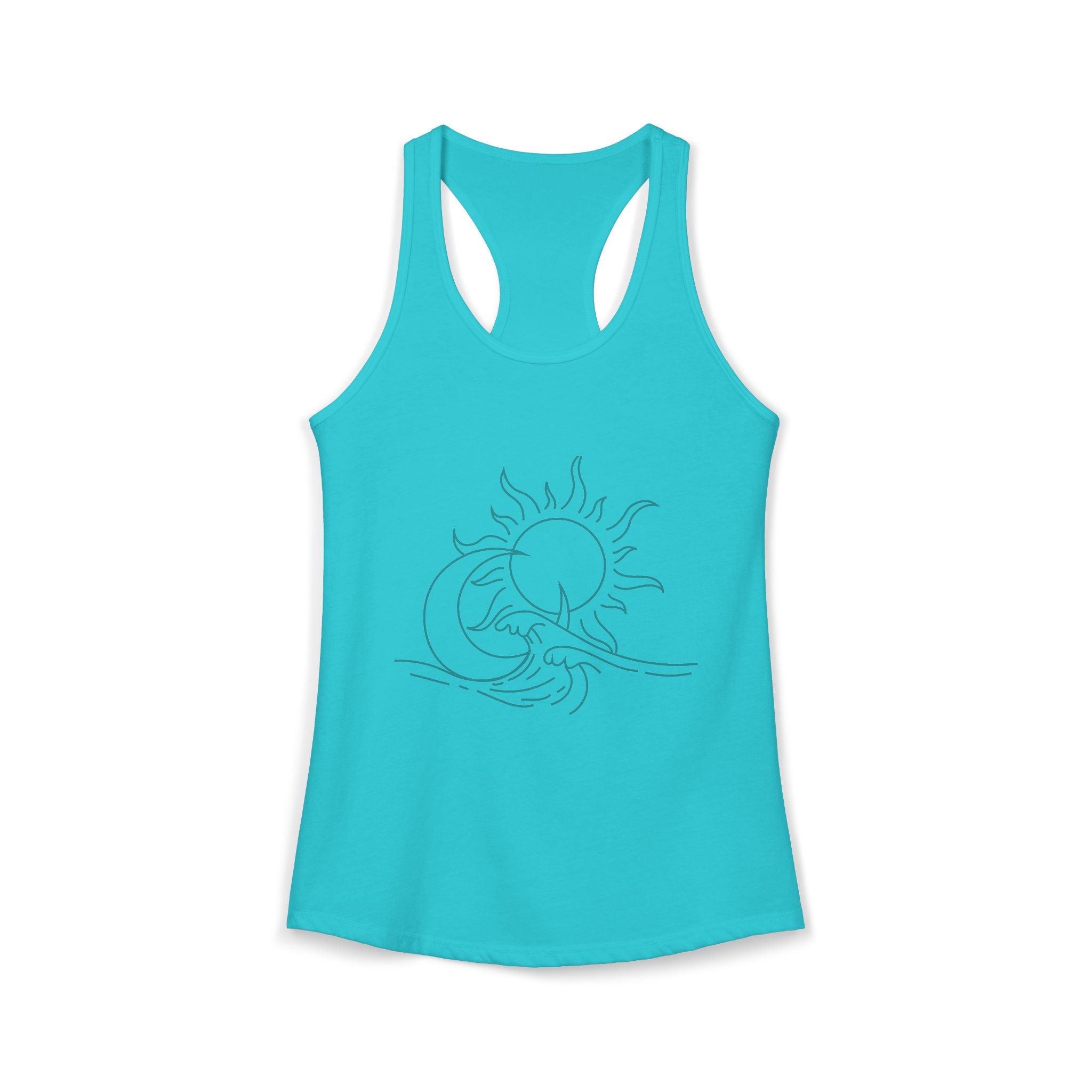 Sun and Waves Racerback Tank - Women's Ideal Summer Top for Chill Vibes and Outdoor Activities, Beachwear, Athletic Shirt