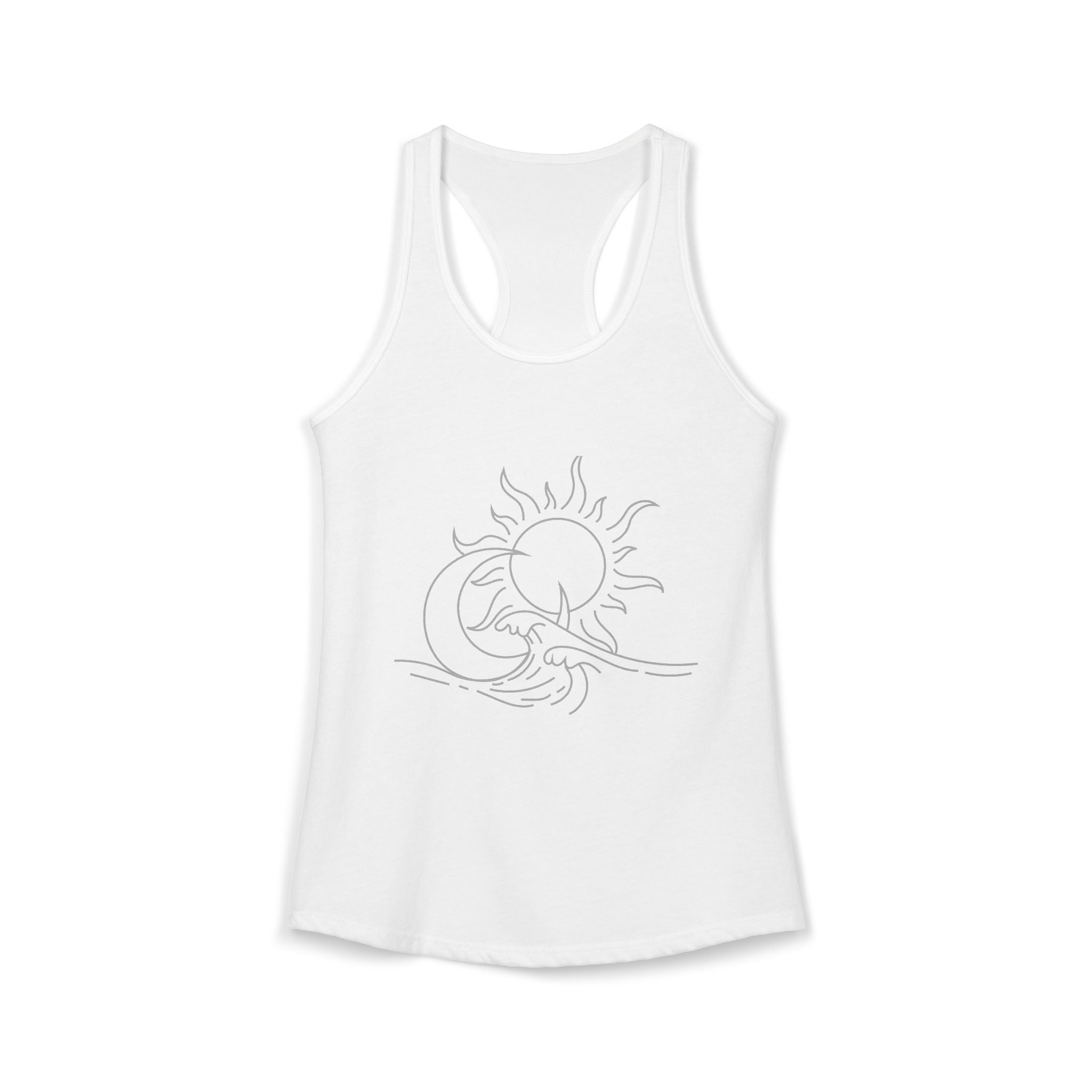Sun and Waves Racerback Tank - Women's Ideal Summer Top for Chill Vibes and Outdoor Activities, Beachwear, Athletic Shirt