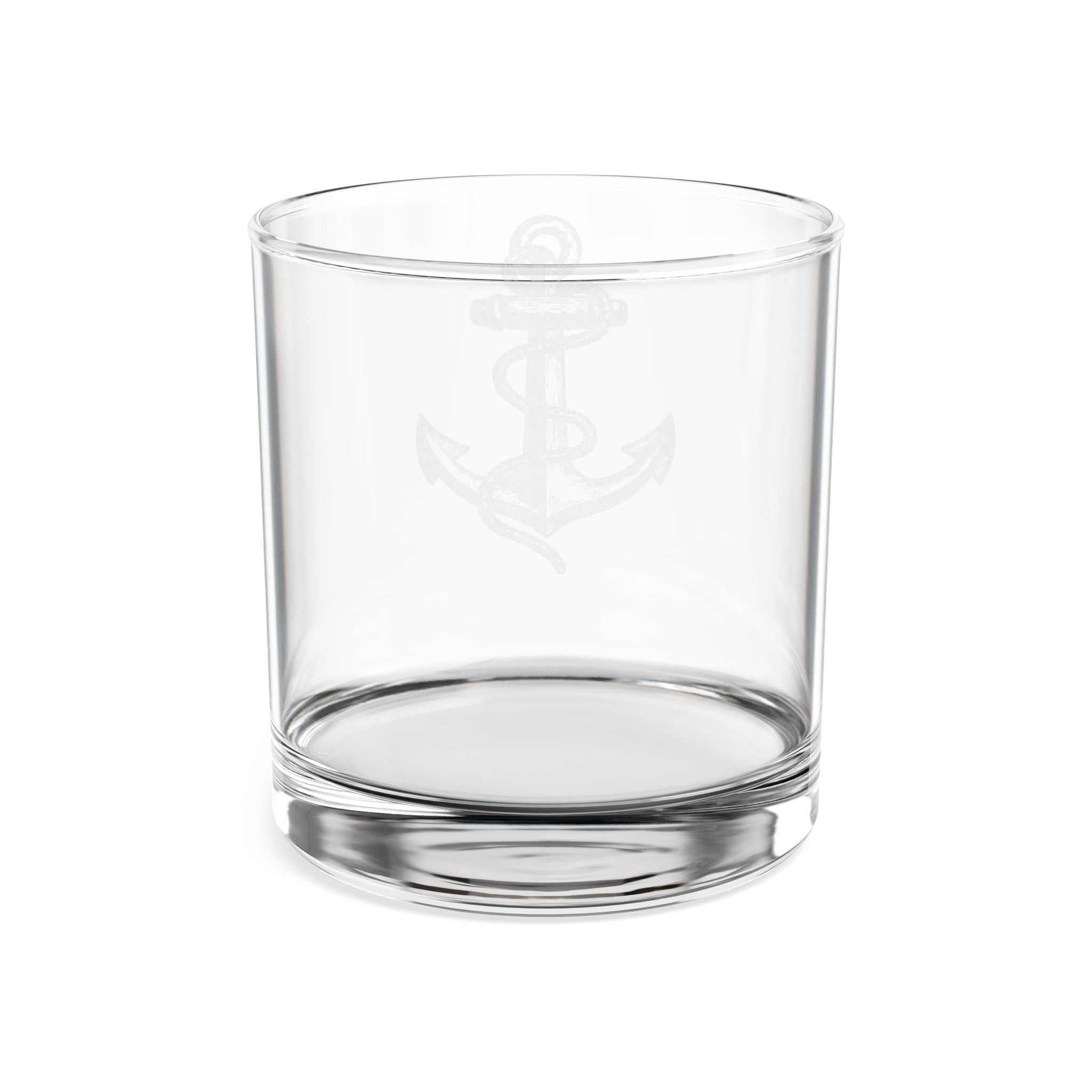 Engraved Anchor Whiskey Glass — 10.5 oz Engraved Rocks Glass for Nautical Gifts & Father's Day