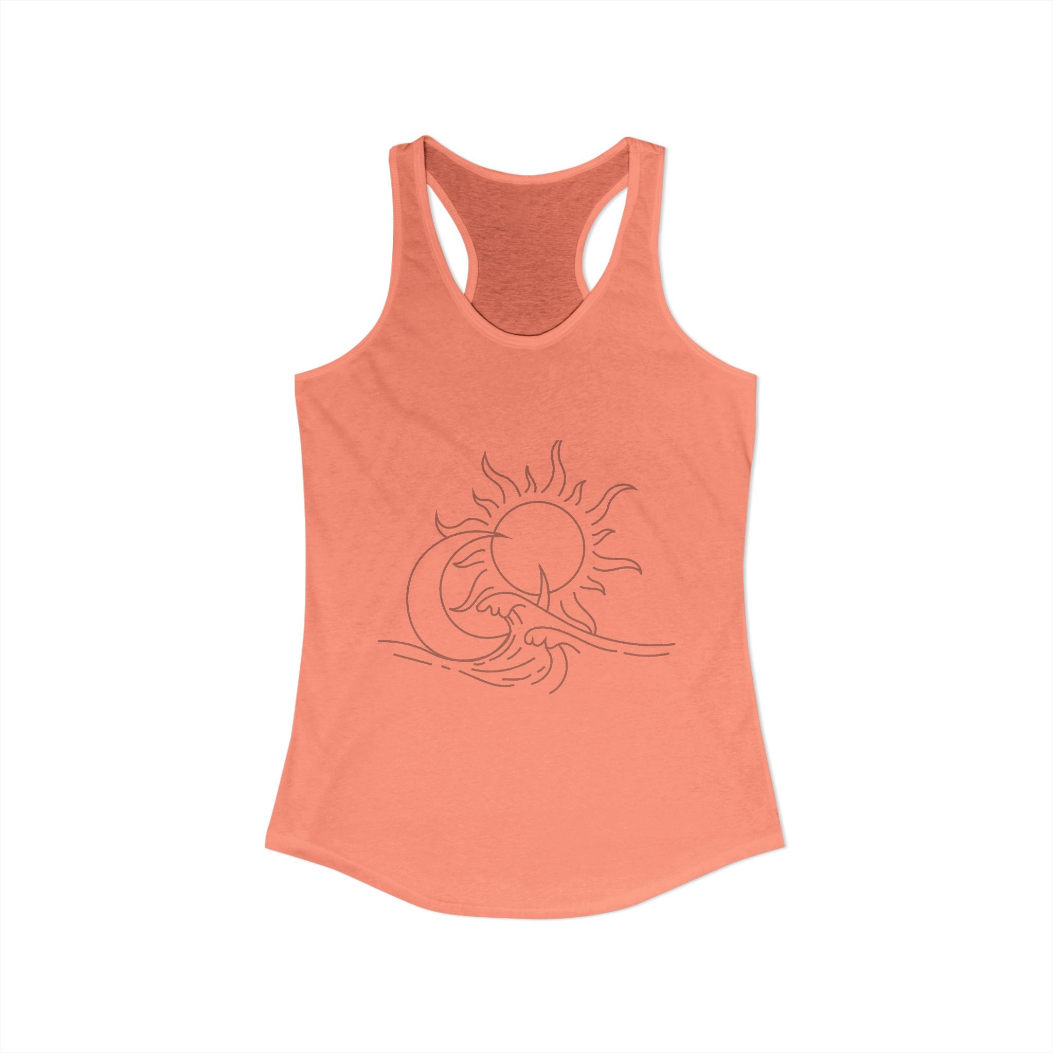 Sun and Waves Racerback Tank - Women's Ideal Summer Top for Chill Vibes and Outdoor Activities, Beachwear, Athletic Shirt