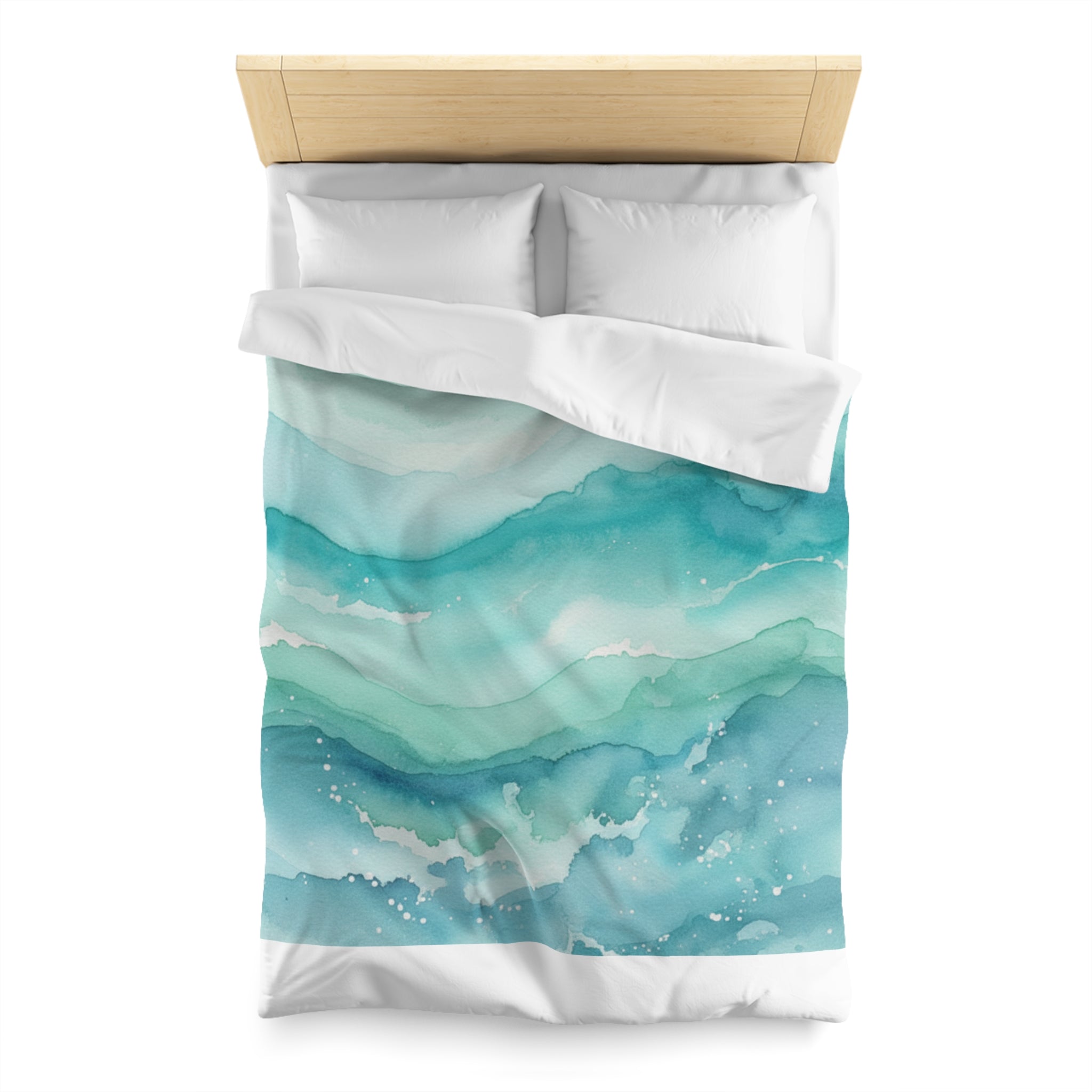 Ocean Wave Watercolor Microfiber Duvet Cover