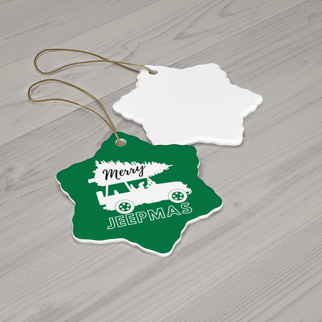 Merry Jeepmas Ceramic Ornament Green