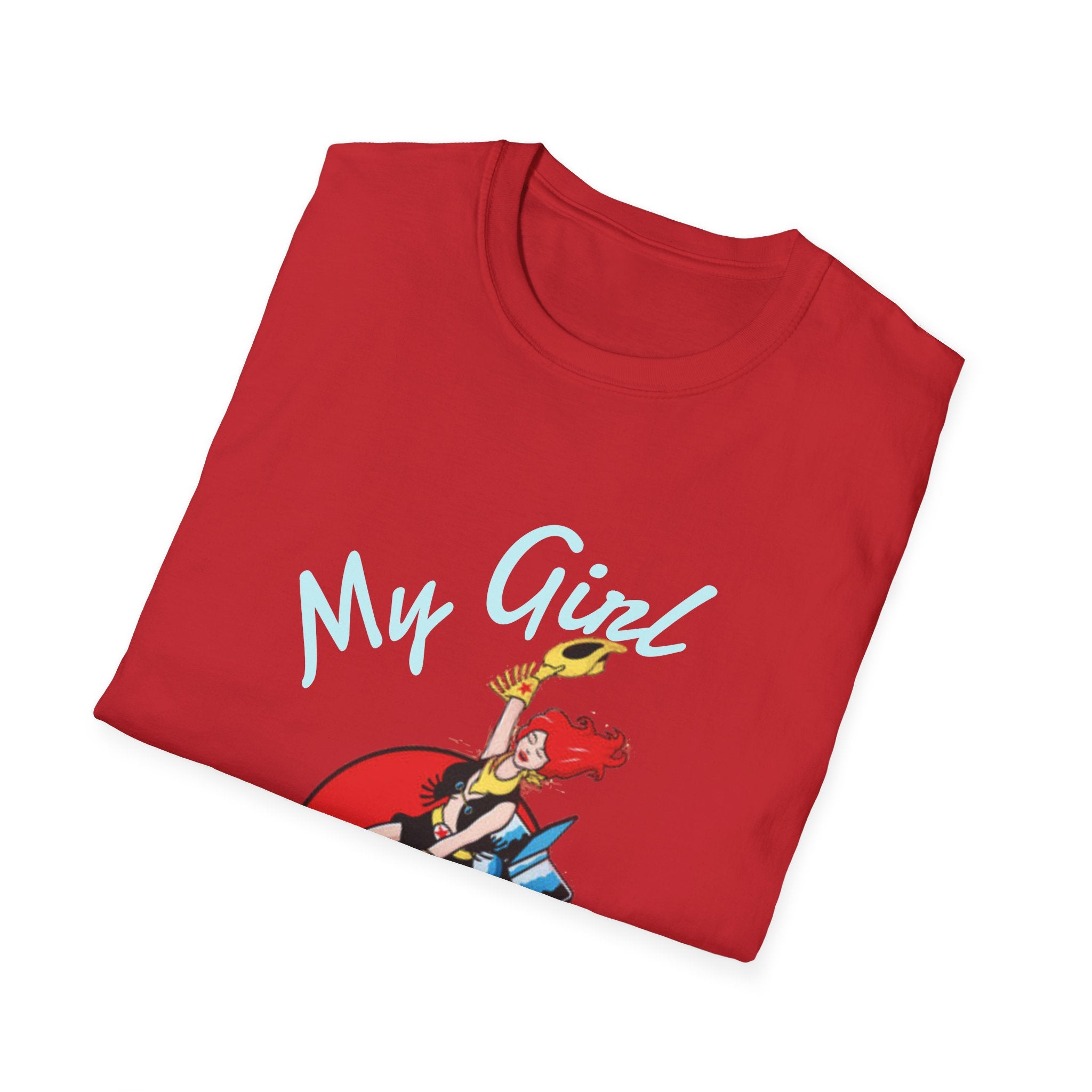 Space Girl Cowboy Riding Rocket Unisex T-Shirt, Red Hot Oldie Goodie Graphic Tee, Retro Space Cowgirl Top, Vintage Cowgirl, Sci-Fi