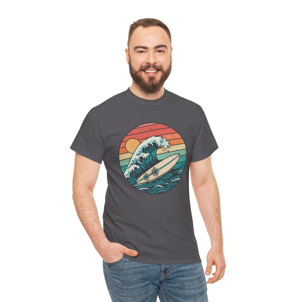 Retro Surf Wave T-Shirt — Vintage Sunset Surfboard Design