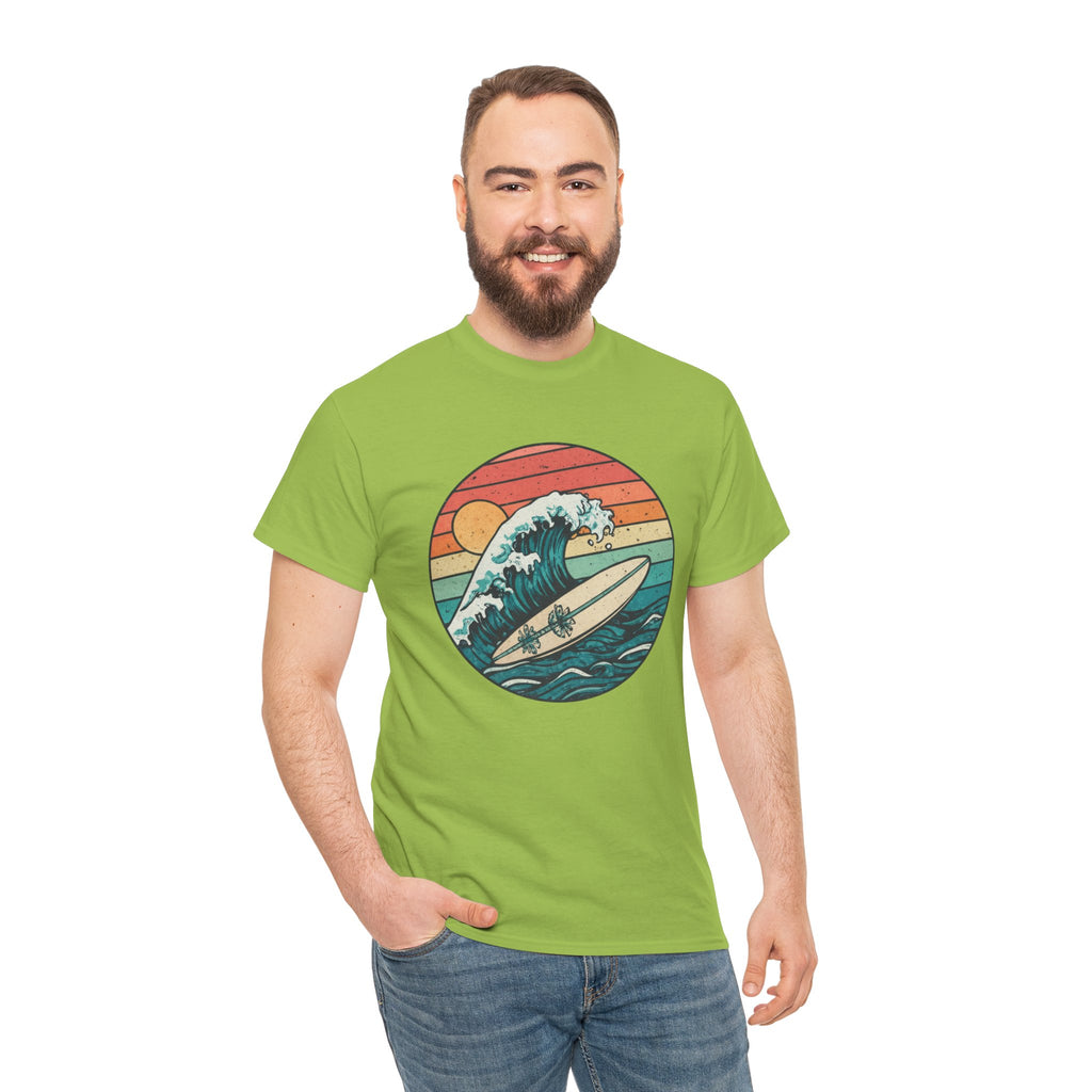 Retro Surf Wave T-Shirt — Vintage Sunset Surfboard Design
