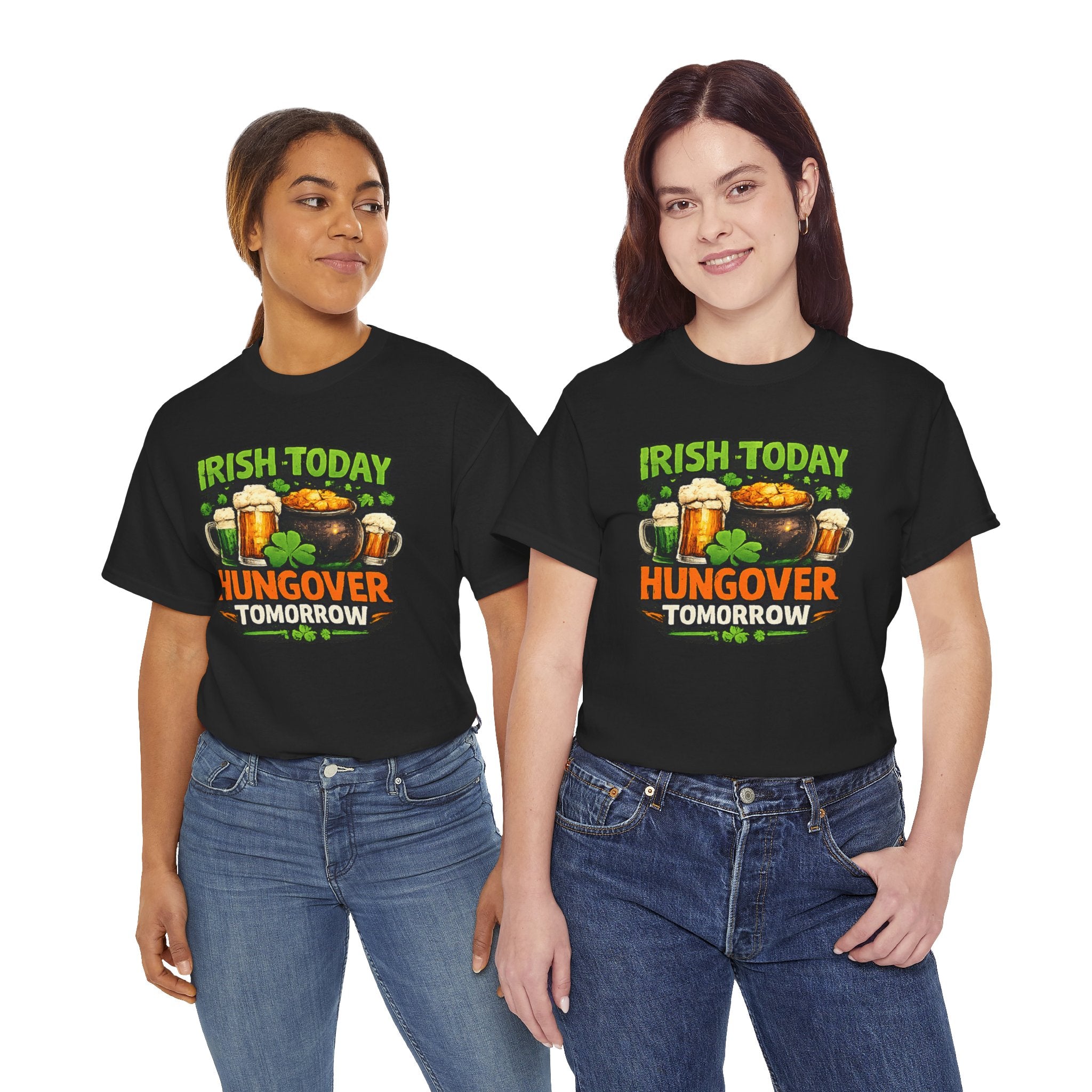 St. Patrick's Day Shirt  "Irish Today, Hungover Tomorrow" Beer & Shamrock Graphic Tee | 100% Cotton