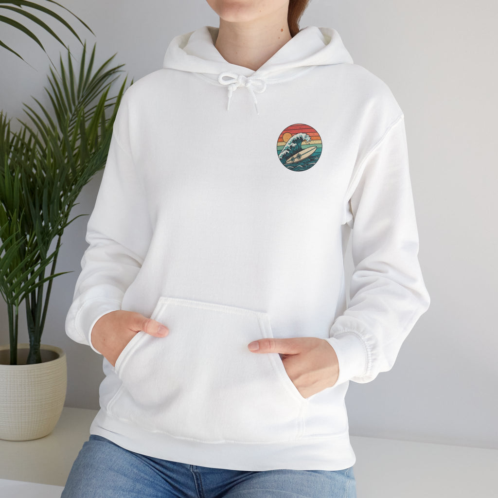 Surf Wave Hoodie — Retro Sunset Surfing Graphic Sweatshirt