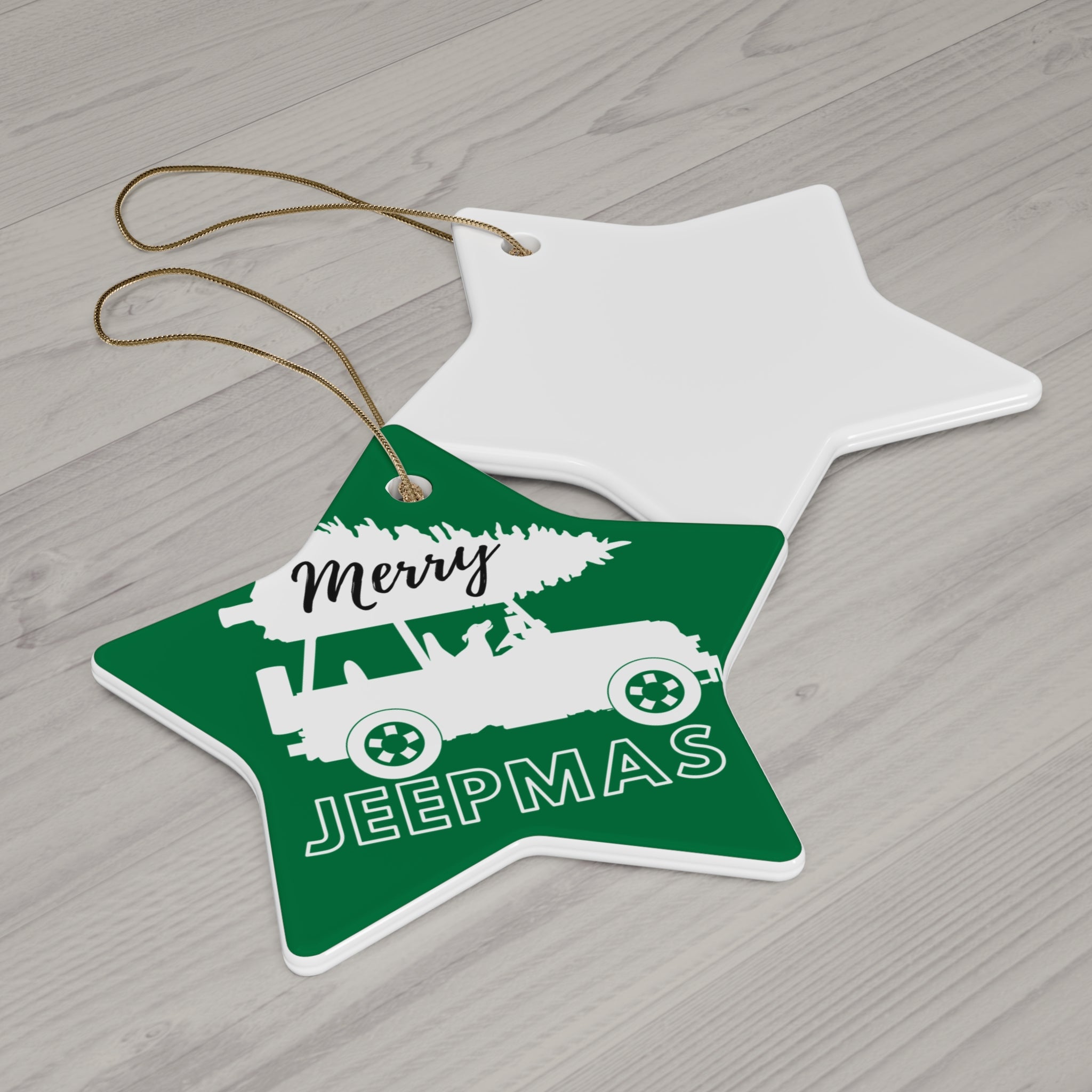 Merry Jeepmas Ceramic Ornament Green