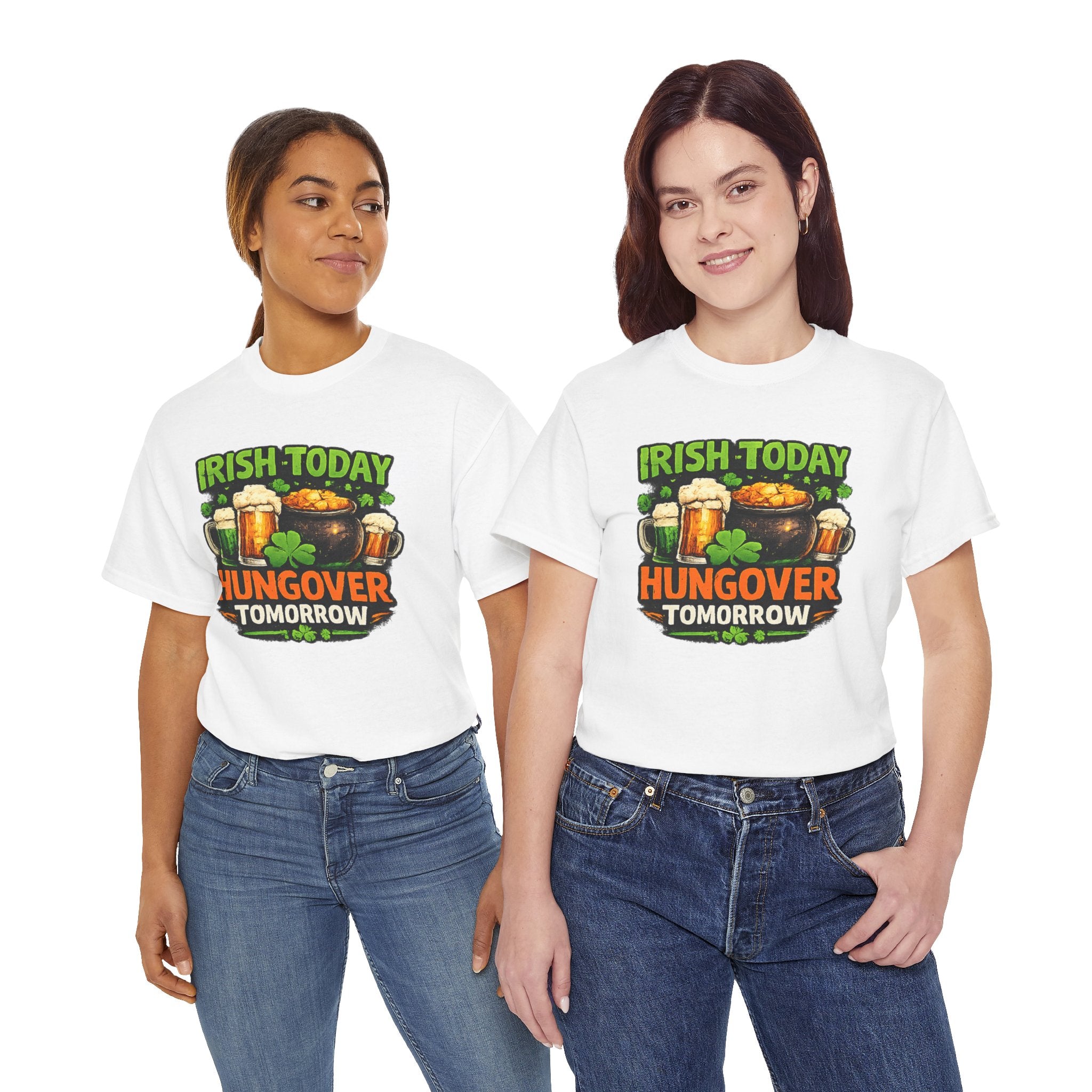 St. Patrick's Day Shirt  "Irish Today, Hungover Tomorrow" Beer & Shamrock Graphic Tee | 100% Cotton