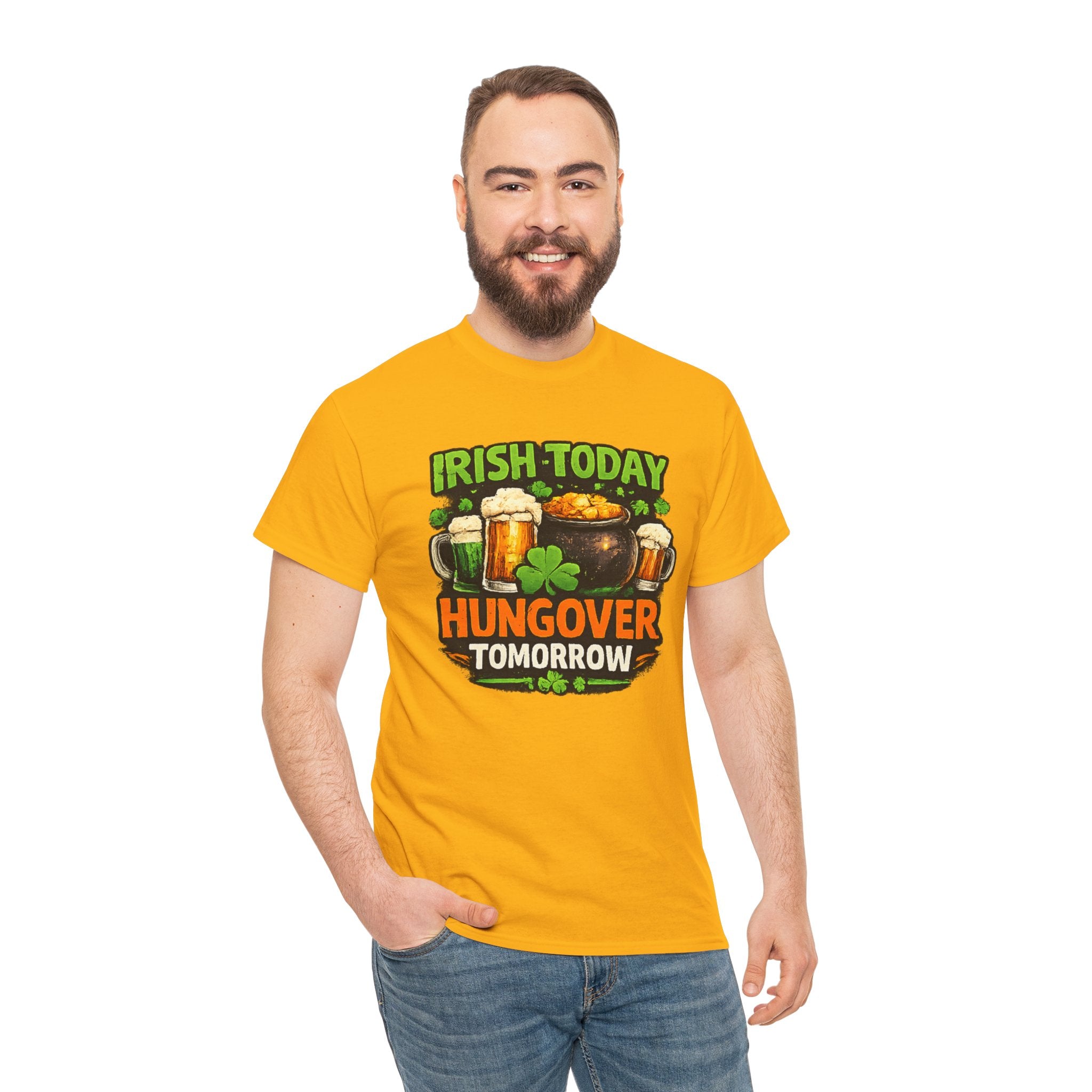 St. Patrick's Day Shirt  "Irish Today, Hungover Tomorrow" Beer & Shamrock Graphic Tee | 100% Cotton