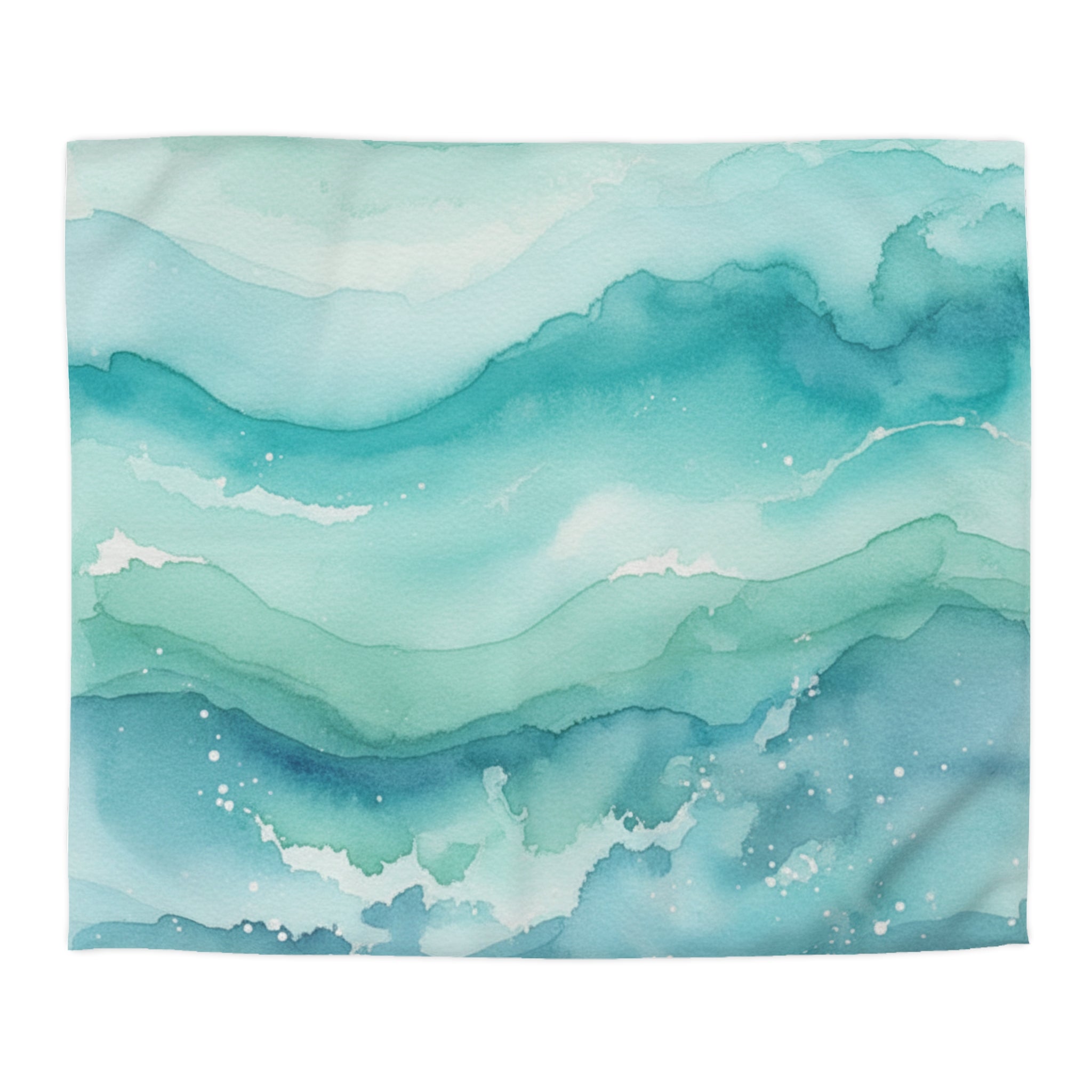 Ocean Wave Watercolor Microfiber Duvet Cover