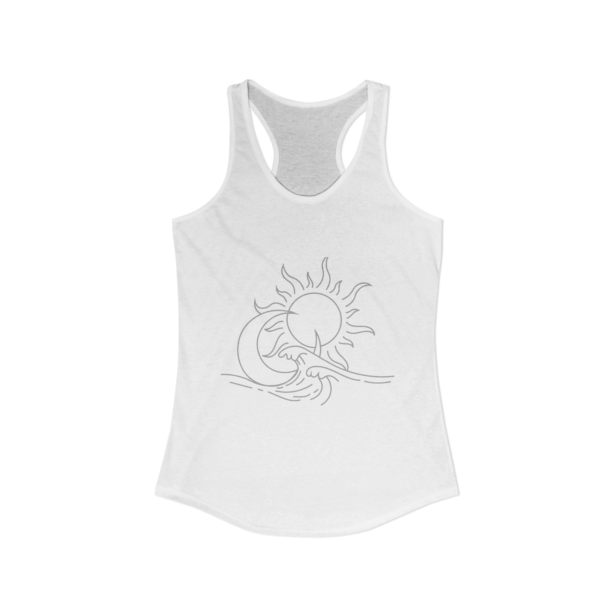 Sun and Waves Racerback Tank - Women's Ideal Summer Top for Chill Vibes and Outdoor Activities, Beachwear, Athletic Shirt
