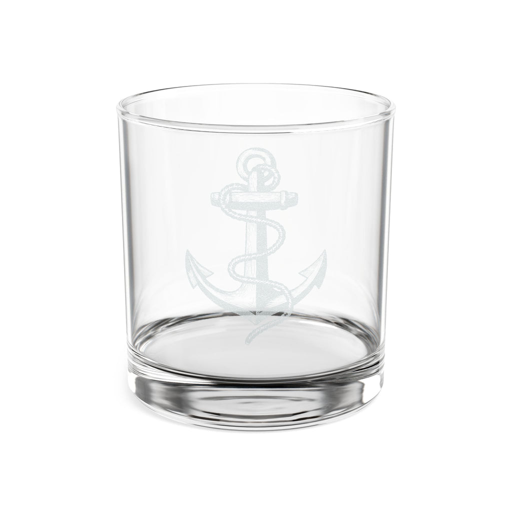 Engraved Anchor Whiskey Glass — 10.5 oz Engraved Rocks Glass for Nautical Gifts & Father's Day