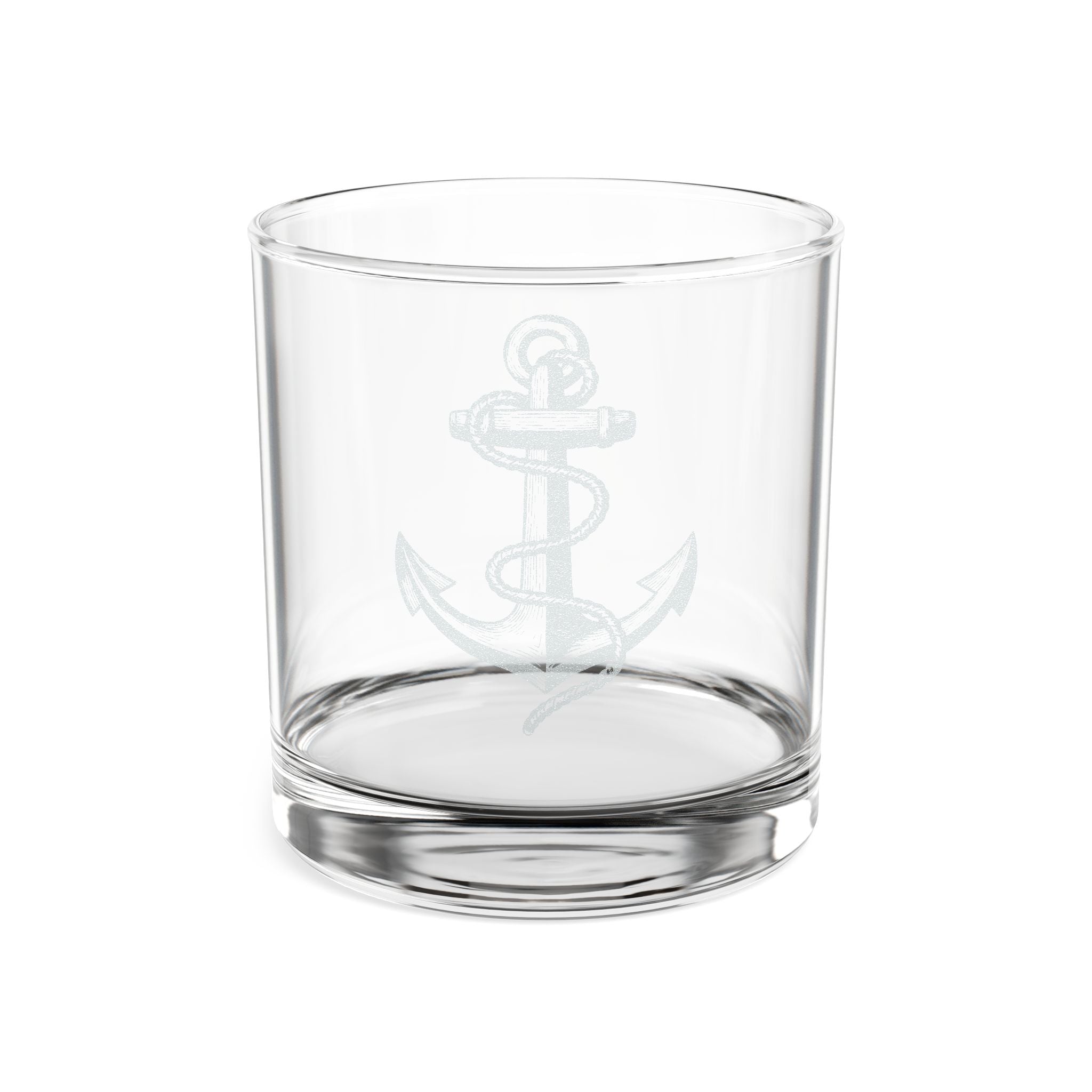 Engraved Anchor Whiskey Glass — 10.5 oz Engraved Rocks Glass for Nautical Gifts & Father's Day