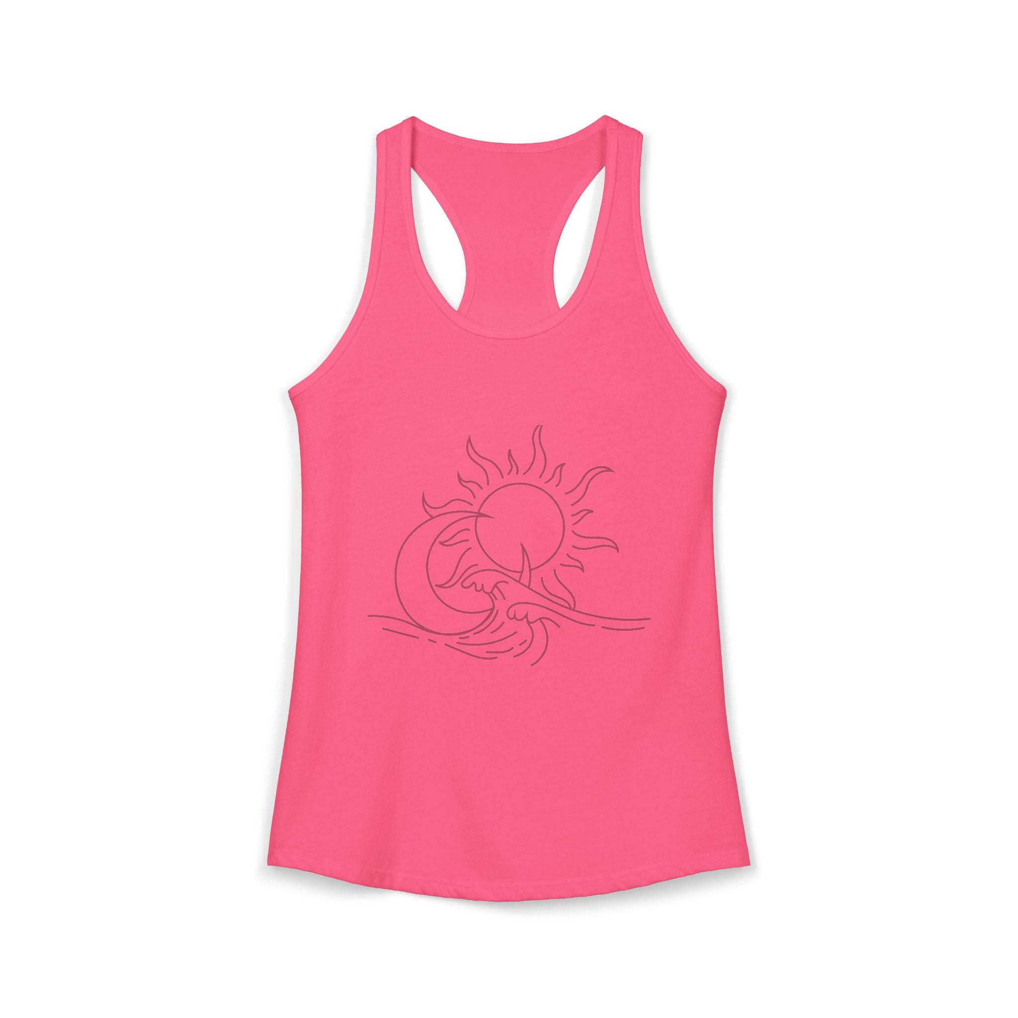 Sun and Waves Racerback Tank - Women's Ideal Summer Top for Chill Vibes and Outdoor Activities, Beachwear, Athletic Shirt