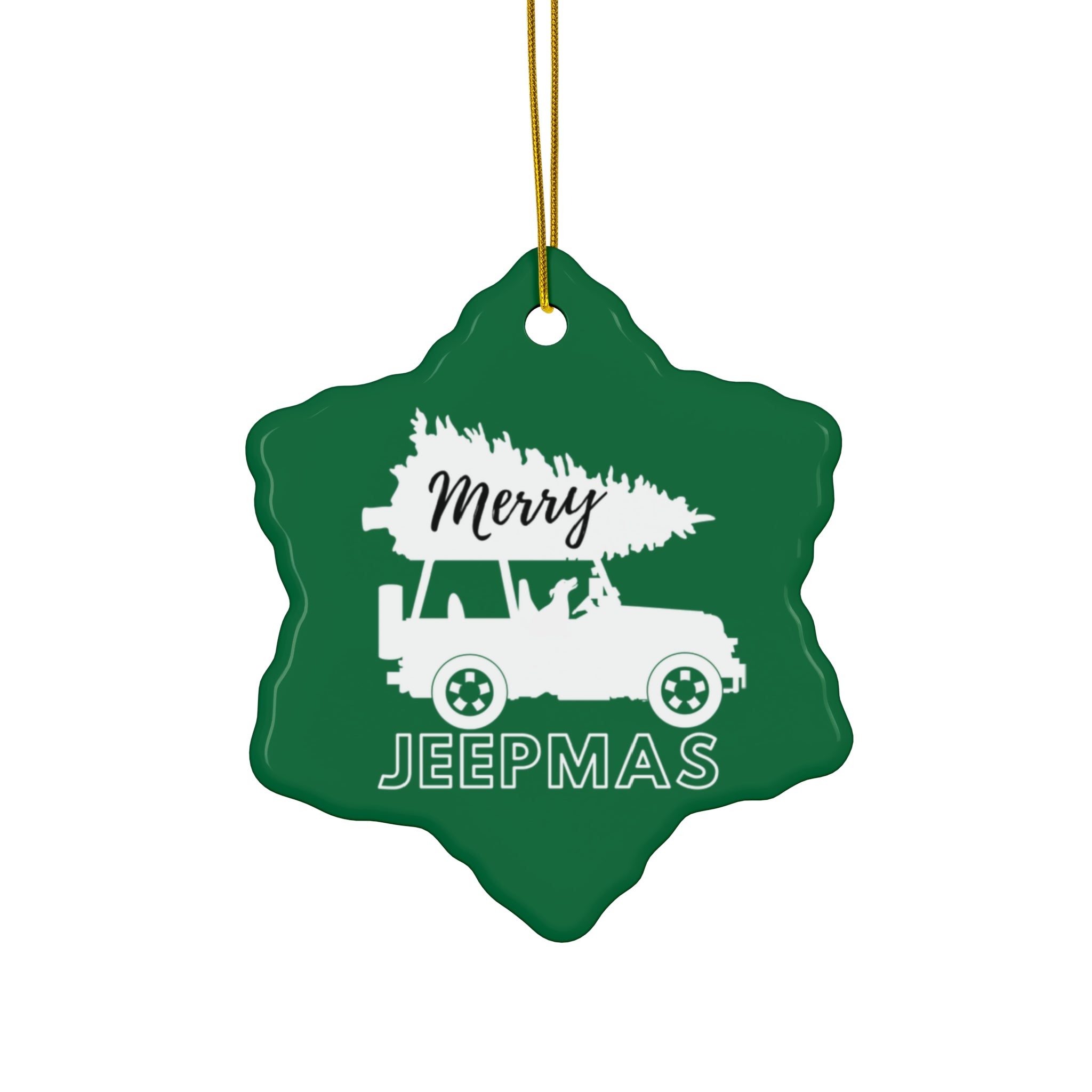 Merry Jeepmas Ceramic Ornament Green