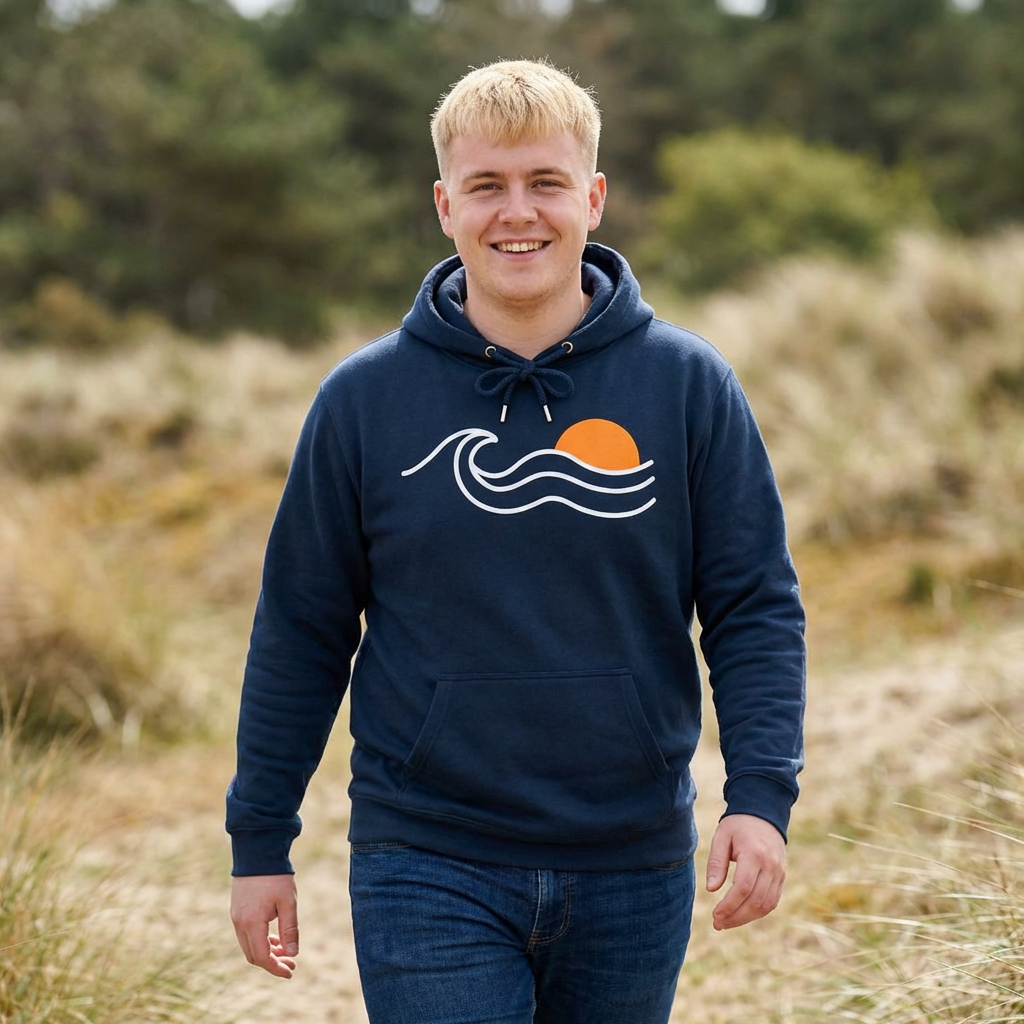 Sunset Wave Hoodie — Minimal Beach Graphic Sweatshirt