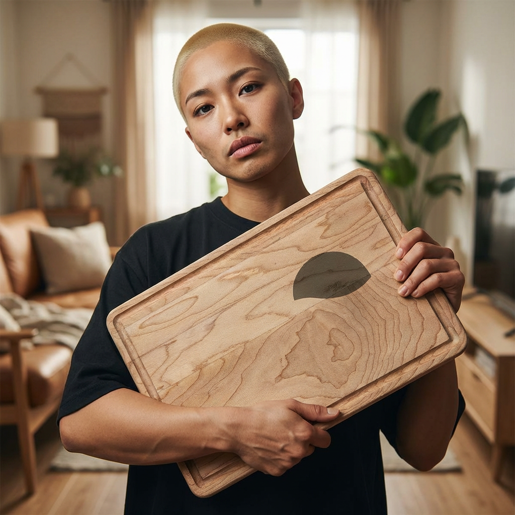 Wooden Cutting Board Engraved Sunset Wave