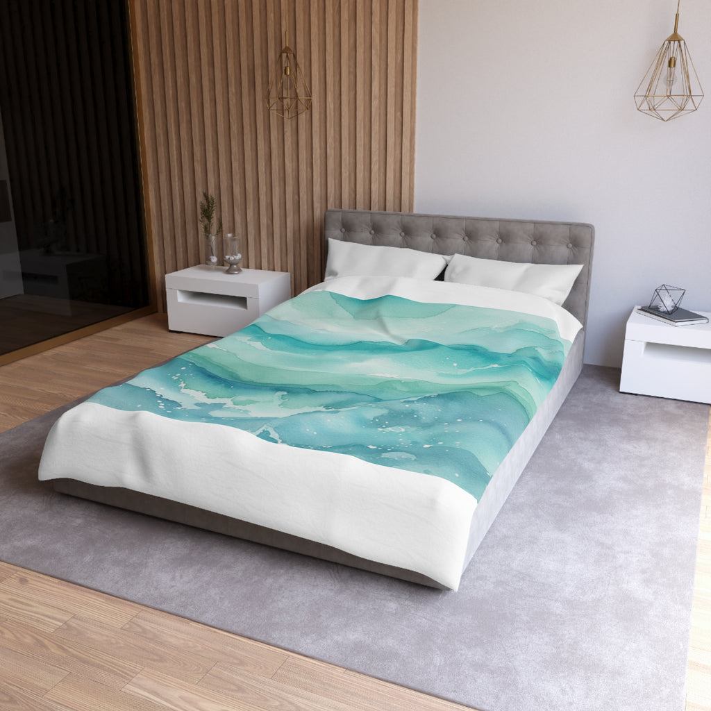 Ocean Wave Watercolor Microfiber Duvet Cover