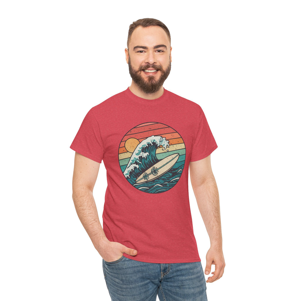 Retro Surf Wave T-Shirt — Vintage Sunset Surfboard Design