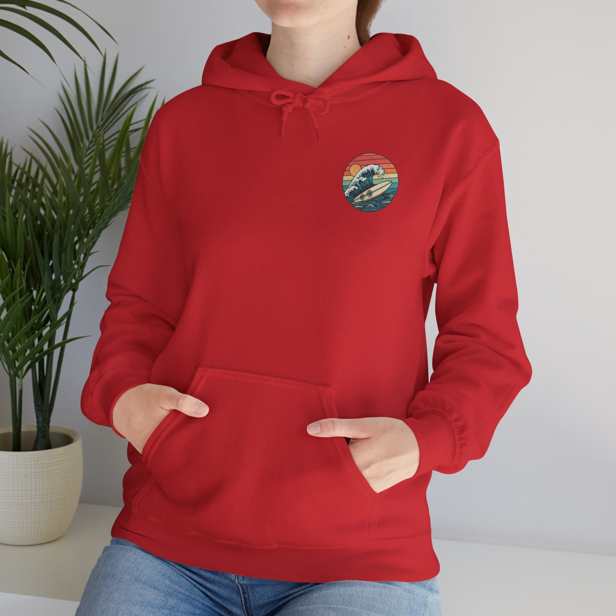 Surf Wave Hoodie — Retro Sunset Surfing Graphic Sweatshirt