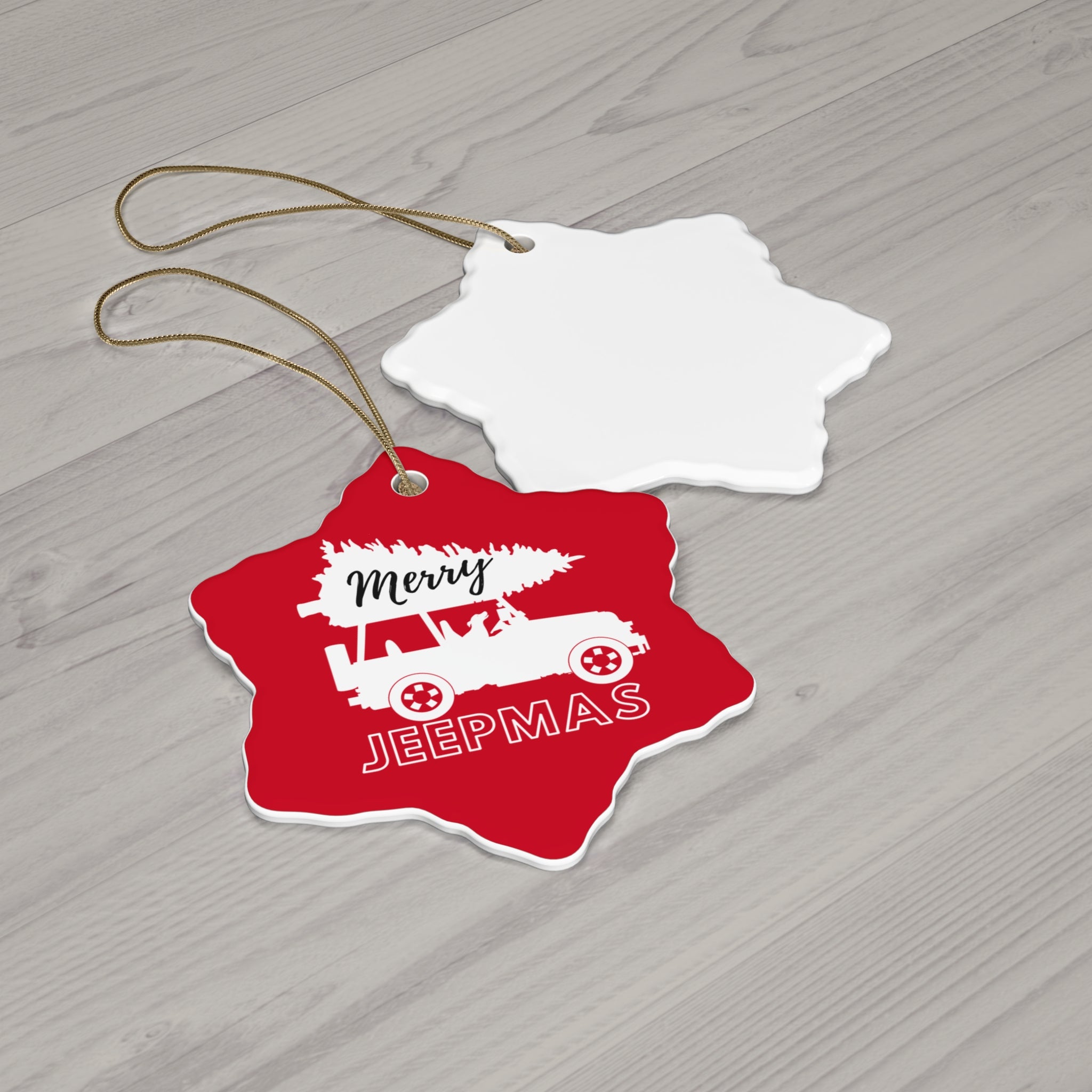Merry Jeepmas Ceramic Ornament Gray/Silver