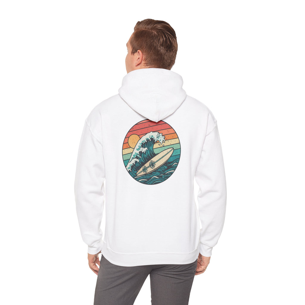 Surf Wave Hoodie — Retro Sunset Surfing Graphic Sweatshirt