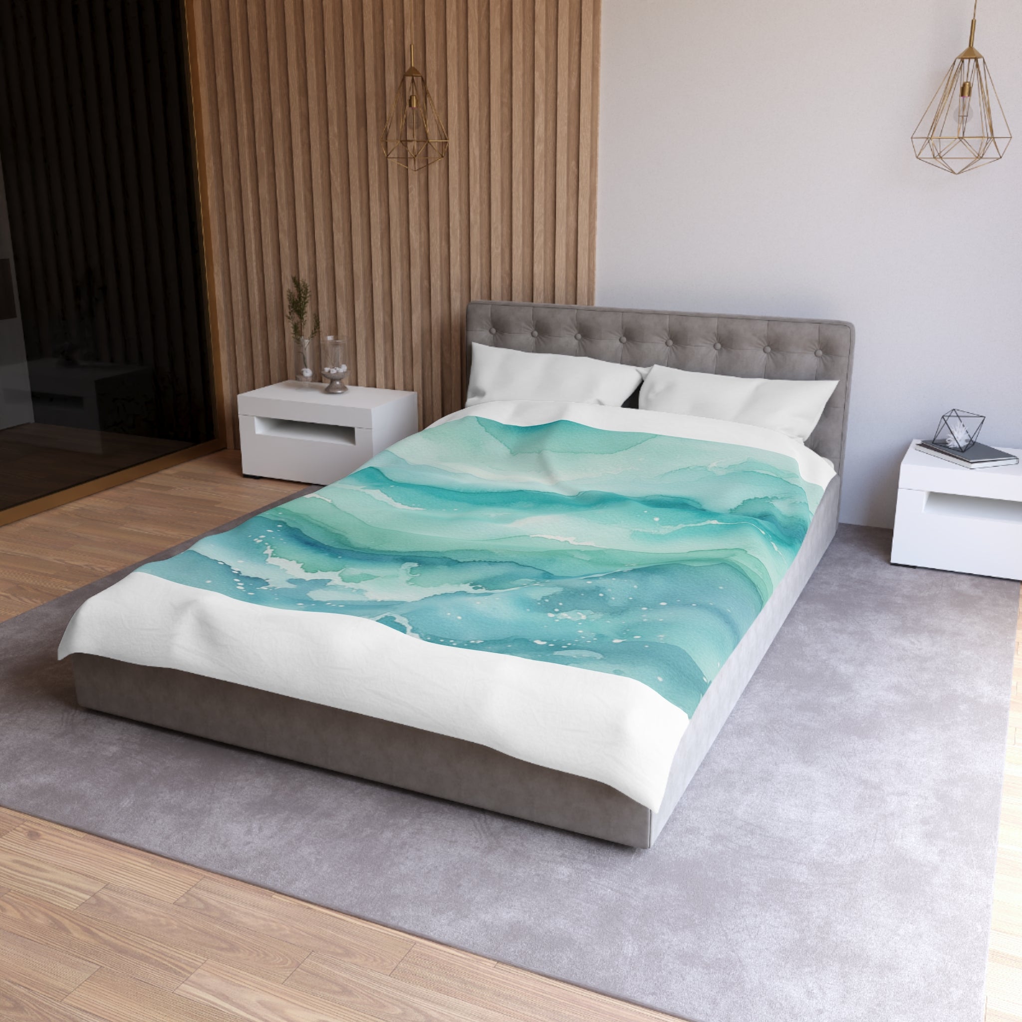 Ocean Wave Watercolor Microfiber Duvet Cover