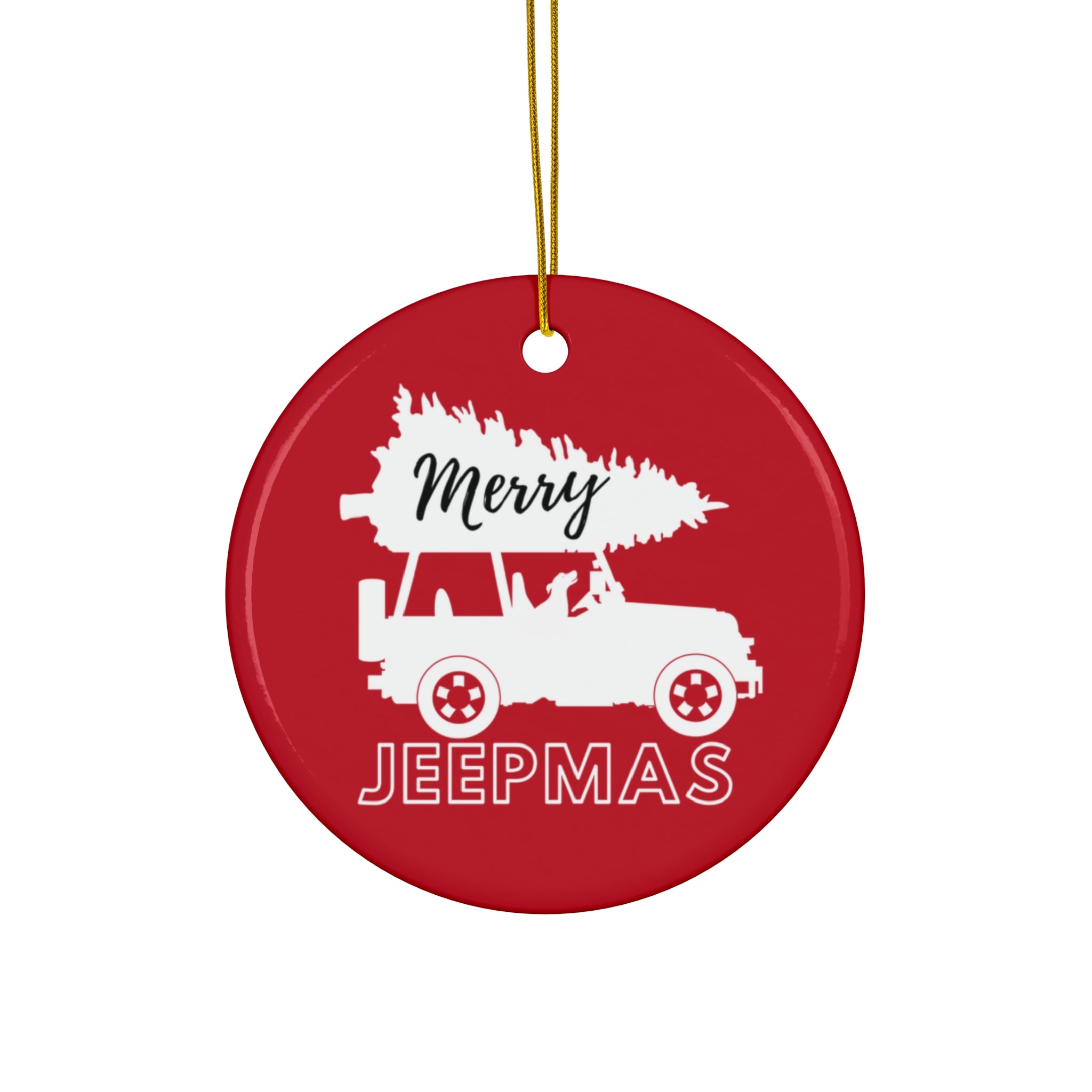 Merry Jeepmas Ceramic Ornament Gray/Silver