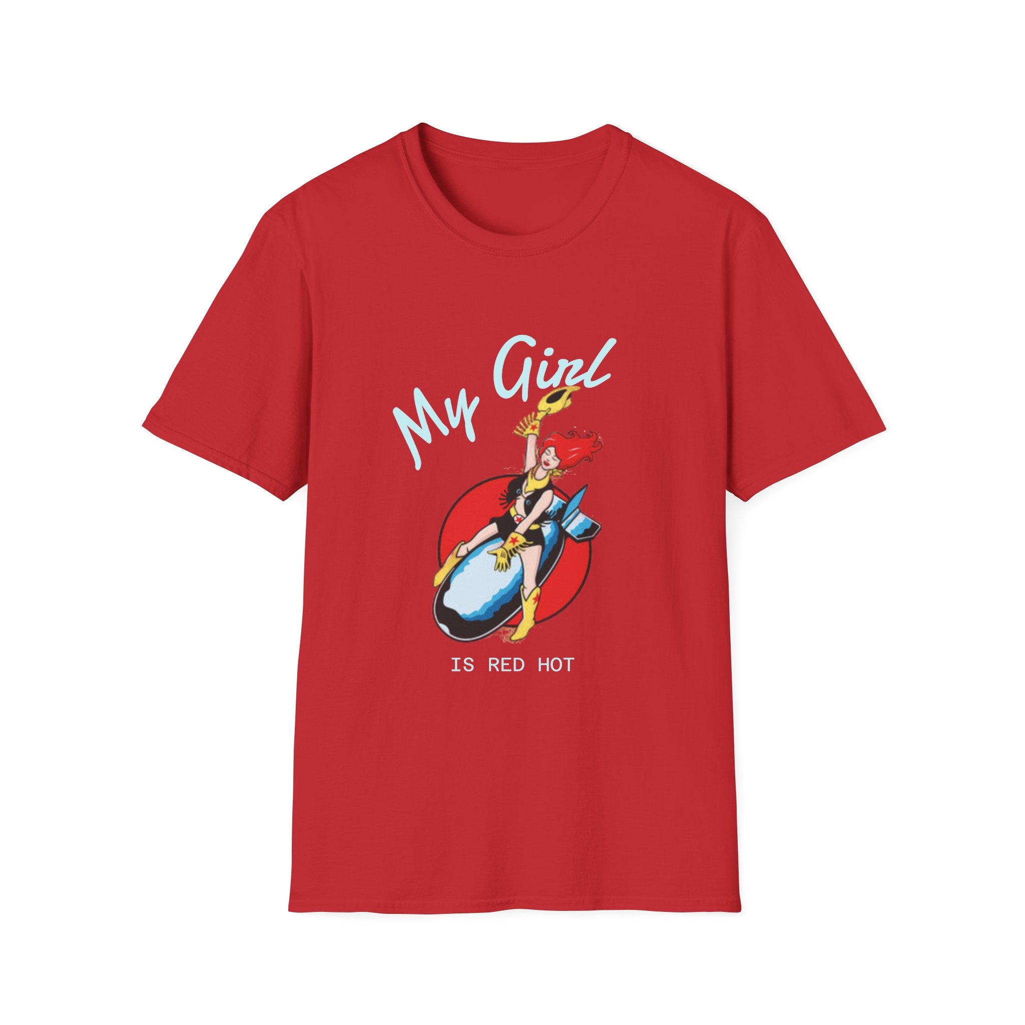 Space Girl Cowboy Riding Rocket Unisex T-Shirt, Red Hot Oldie Goodie Graphic Tee, Retro Space Cowgirl Top, Vintage Cowgirl, Sci-Fi