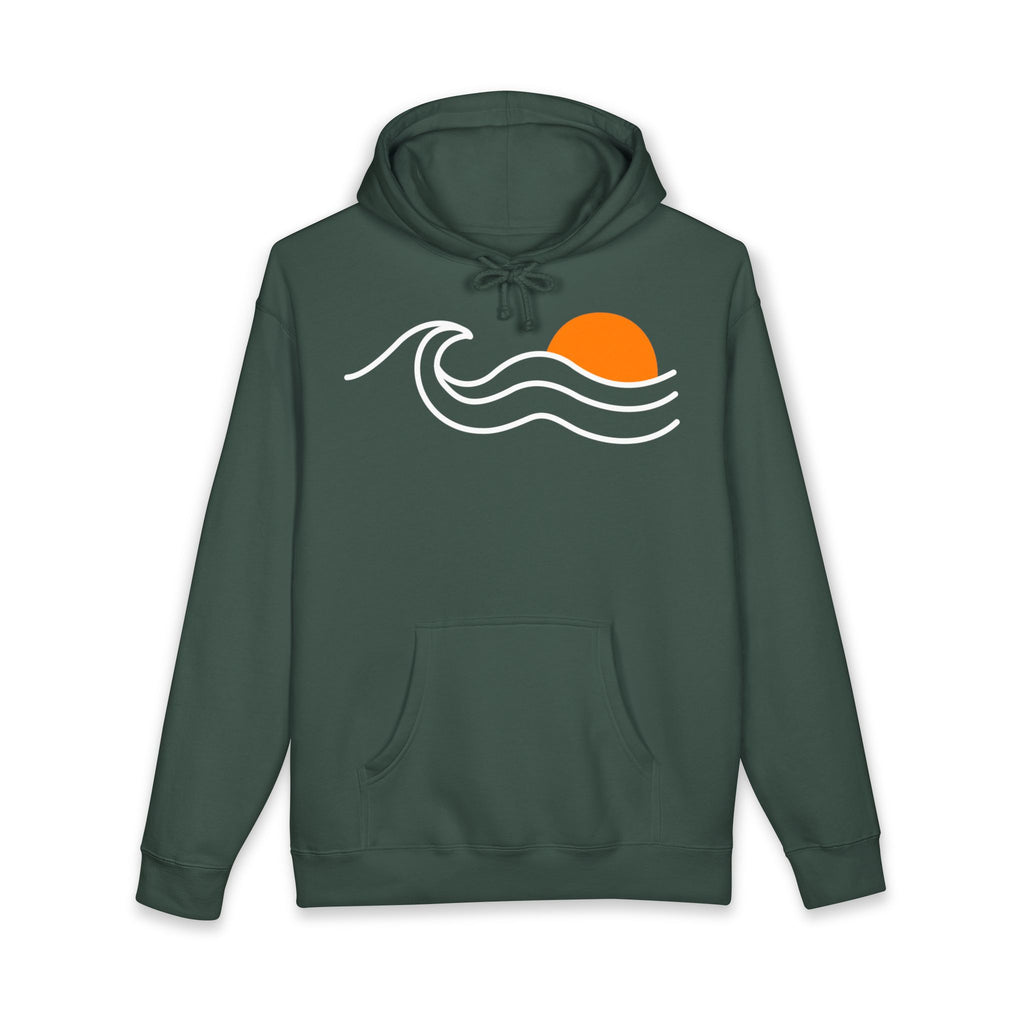 Sunset Wave Hoodie — Minimal Beach Graphic Sweatshirt