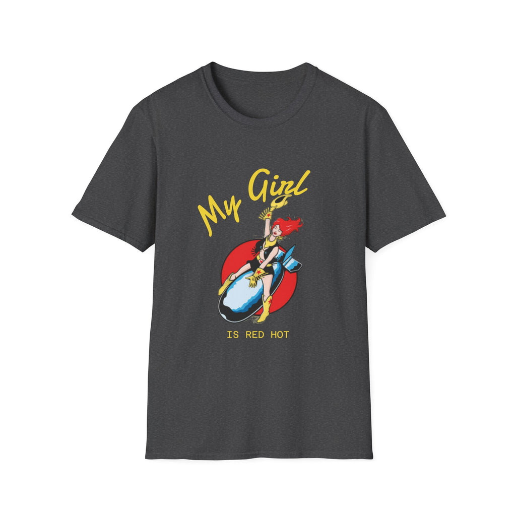 Space Girl Cowboy Riding Rocket Unisex T-Shirt, Red Hot Oldie Goodie Graphic Tee, Retro Space Cowgirl Top, Vintage Cowgirl, Sci-Fi