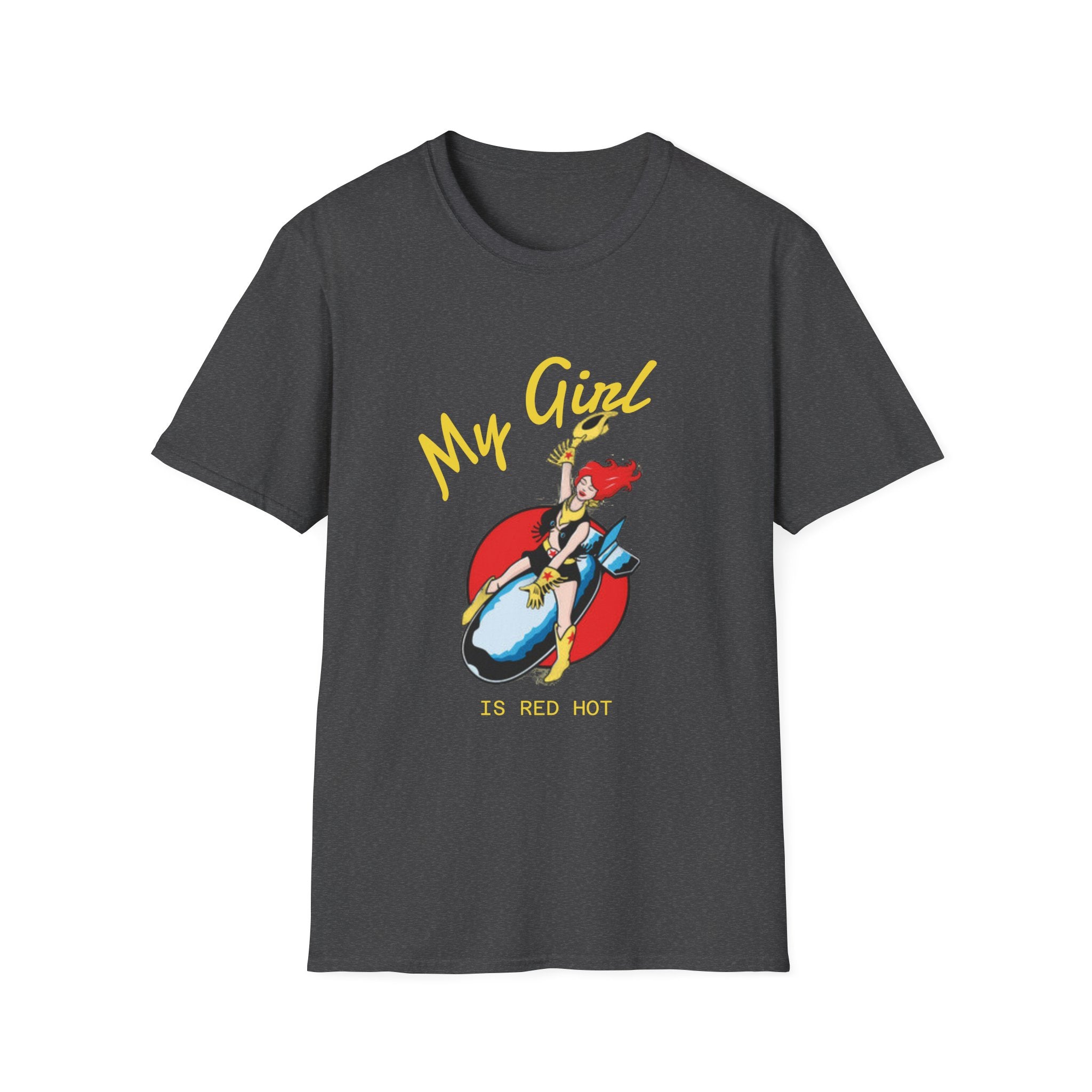 Space Girl Cowboy Riding Rocket Unisex T-Shirt, Red Hot Oldie Goodie Graphic Tee, Retro Space Cowgirl Top, Vintage Cowgirl, Sci-Fi